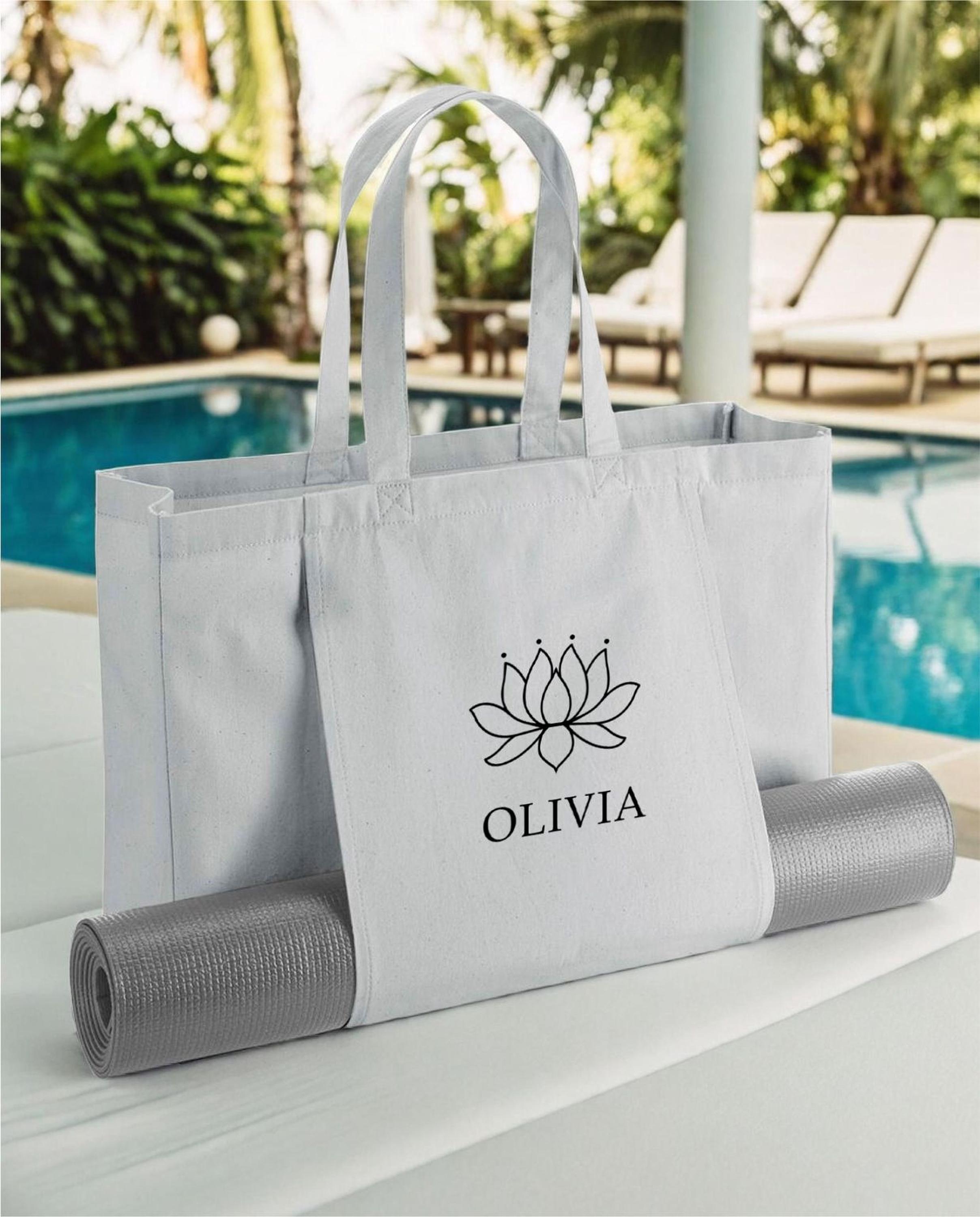 Personalised Organic Cotton Yoga Tote Bag with Name Personalised Organic Cotton Yoga Tote Bag with Name