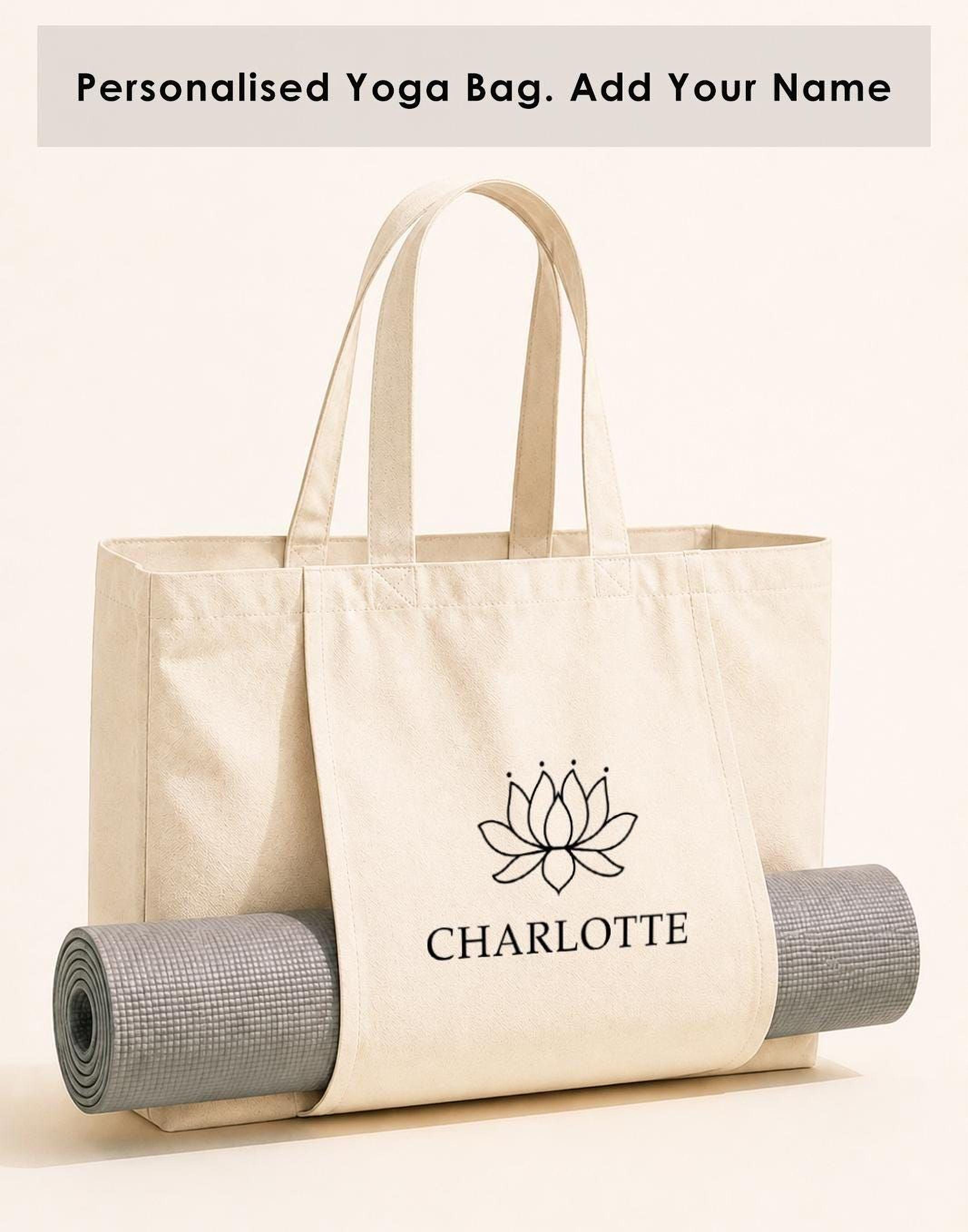Personalised Organic Cotton Yoga Tote Bag with Name Personalised Organic Cotton Yoga Tote Bag with Name