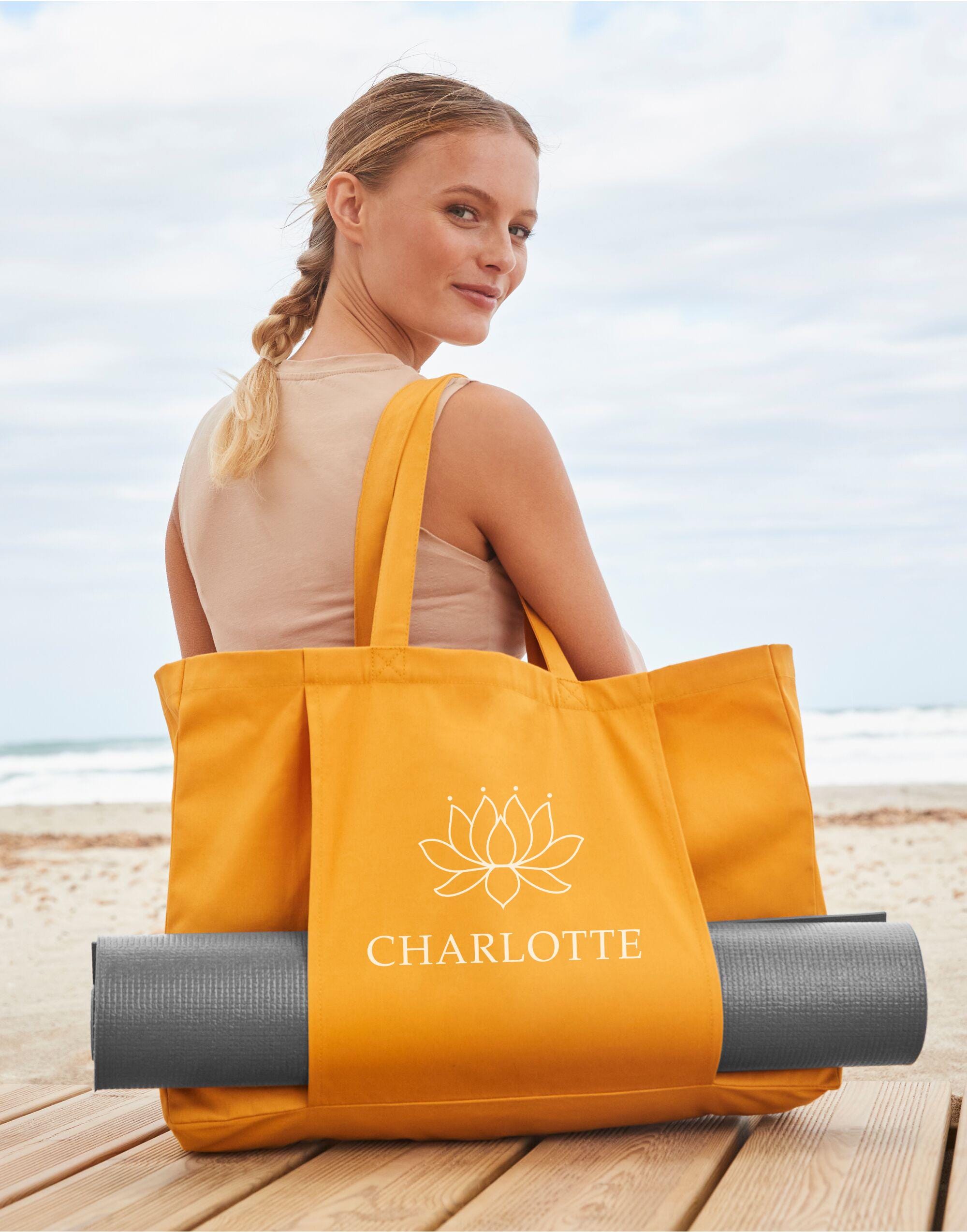 Personalised Organic Cotton Yoga Tote Bag with Name Personalised Organic Cotton Yoga Tote Bag with Name