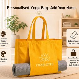Personalised Organic Cotton Yoga Tote Bag with Name Personalised Organic Cotton Yoga Tote Bag with Name