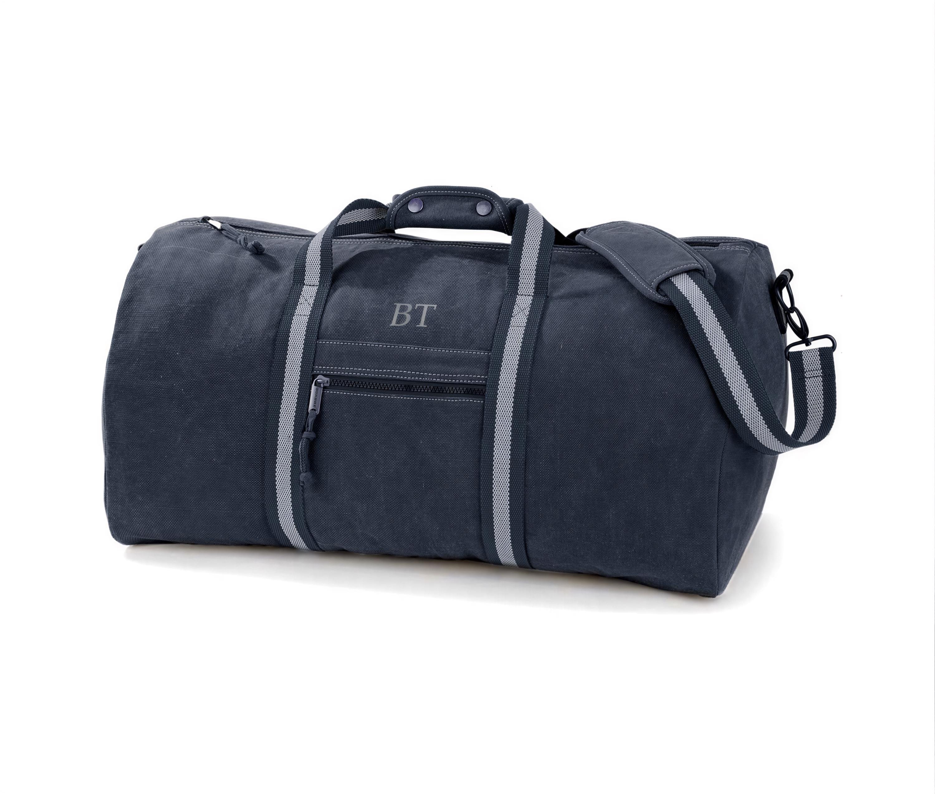 Personalised Mens Washed Canvas Weekender Duffle Bag with Initials Personalised Mens Washed Canvas Weekender Duffle Bag with Initials