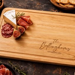 Engraved Wedding Chopping Board with Surname and Date Engraved Wedding Chopping Board with Surname and Date