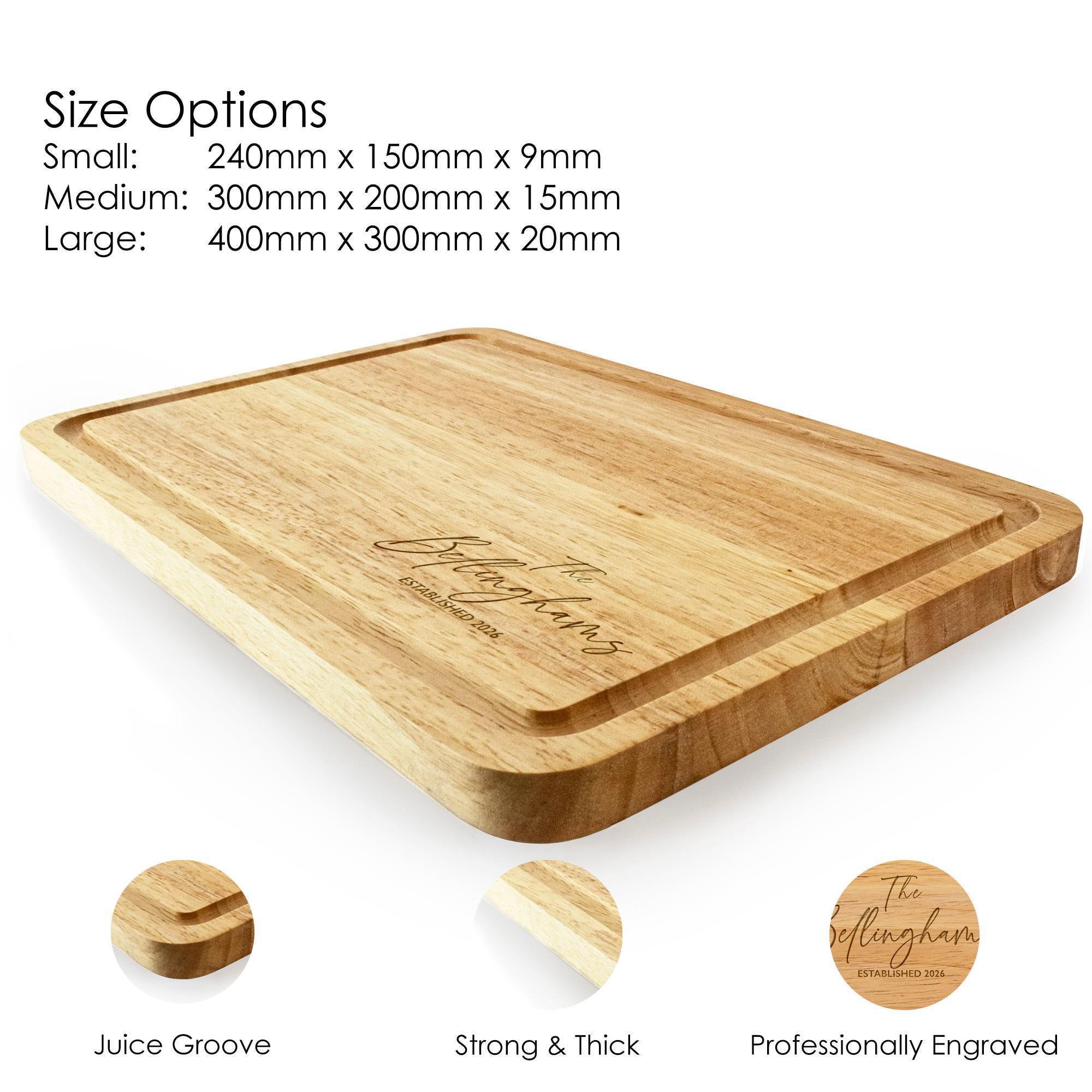 Engraved Wedding Chopping Board with Surname and Date Engraved Wedding Chopping Board with Surname and Date