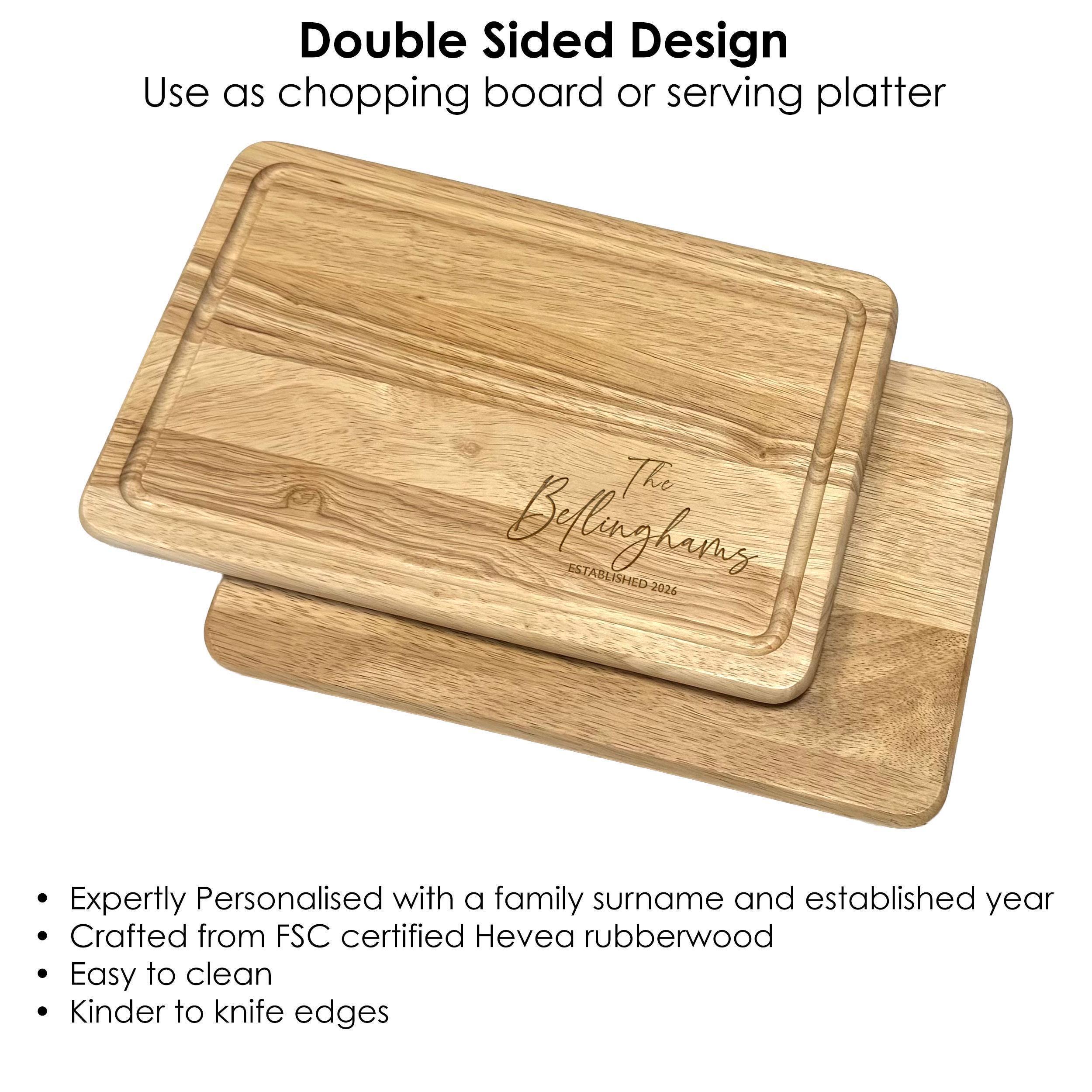 Engraved Wedding Chopping Board with Surname and Date Engraved Wedding Chopping Board with Surname and Date