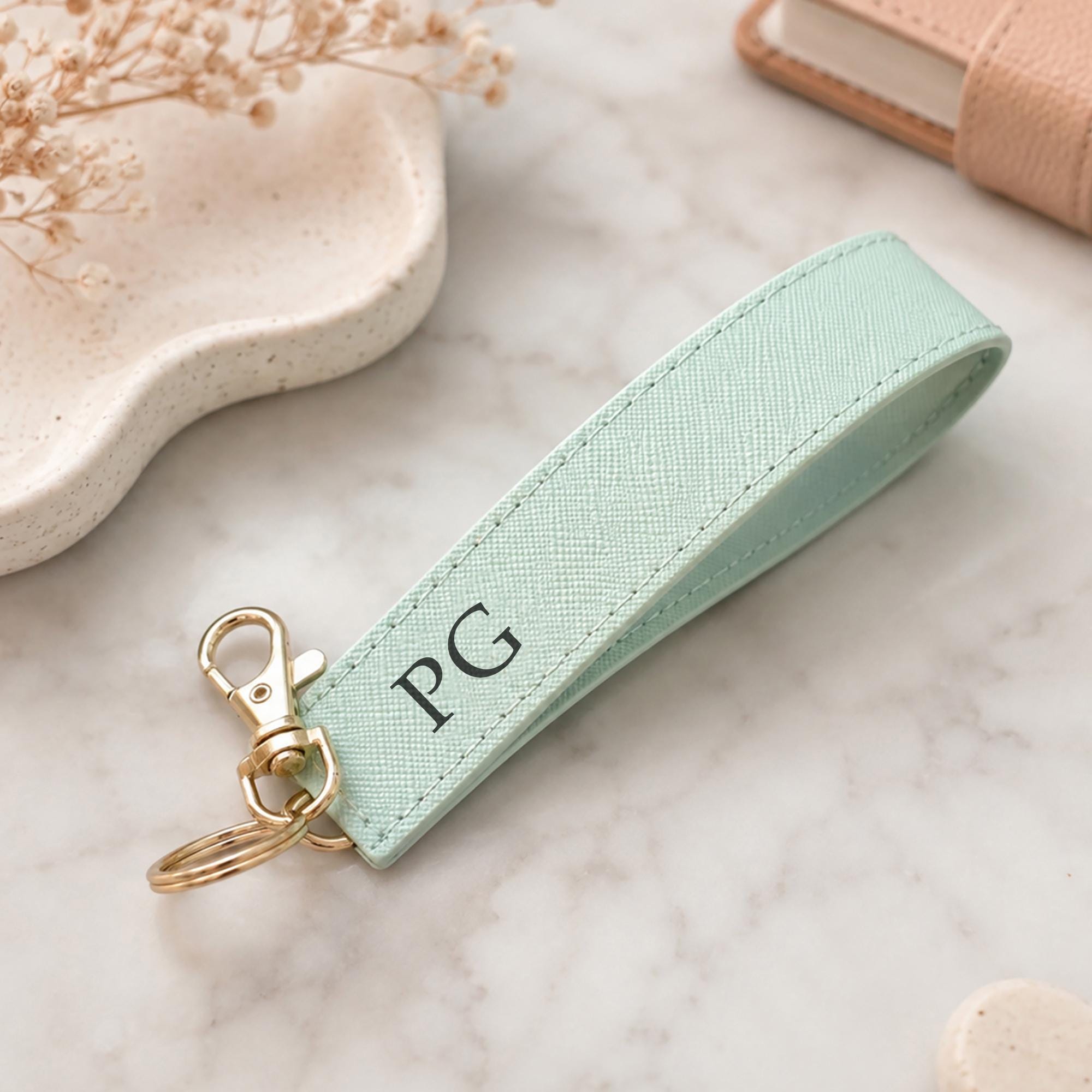 Personalised Initial Wristlet Keyring with Metal Clip Personalised Initial Wristlet Keyring with Metal Clip