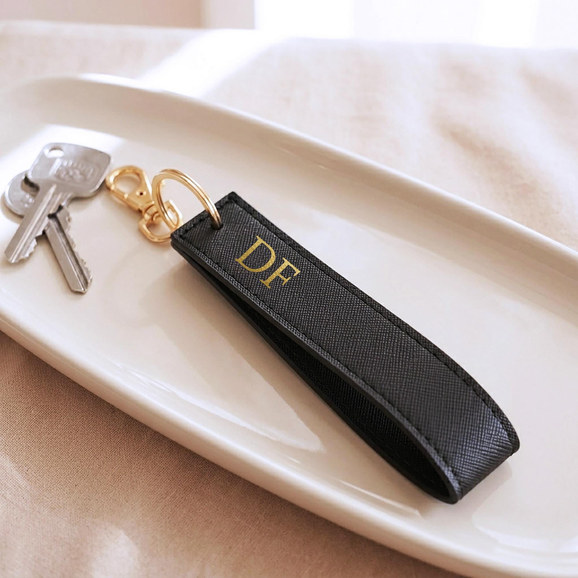 Personalised Initial Wristlet Keyring with Metal Clip Personalised Initial Wristlet Keyring with Metal Clip