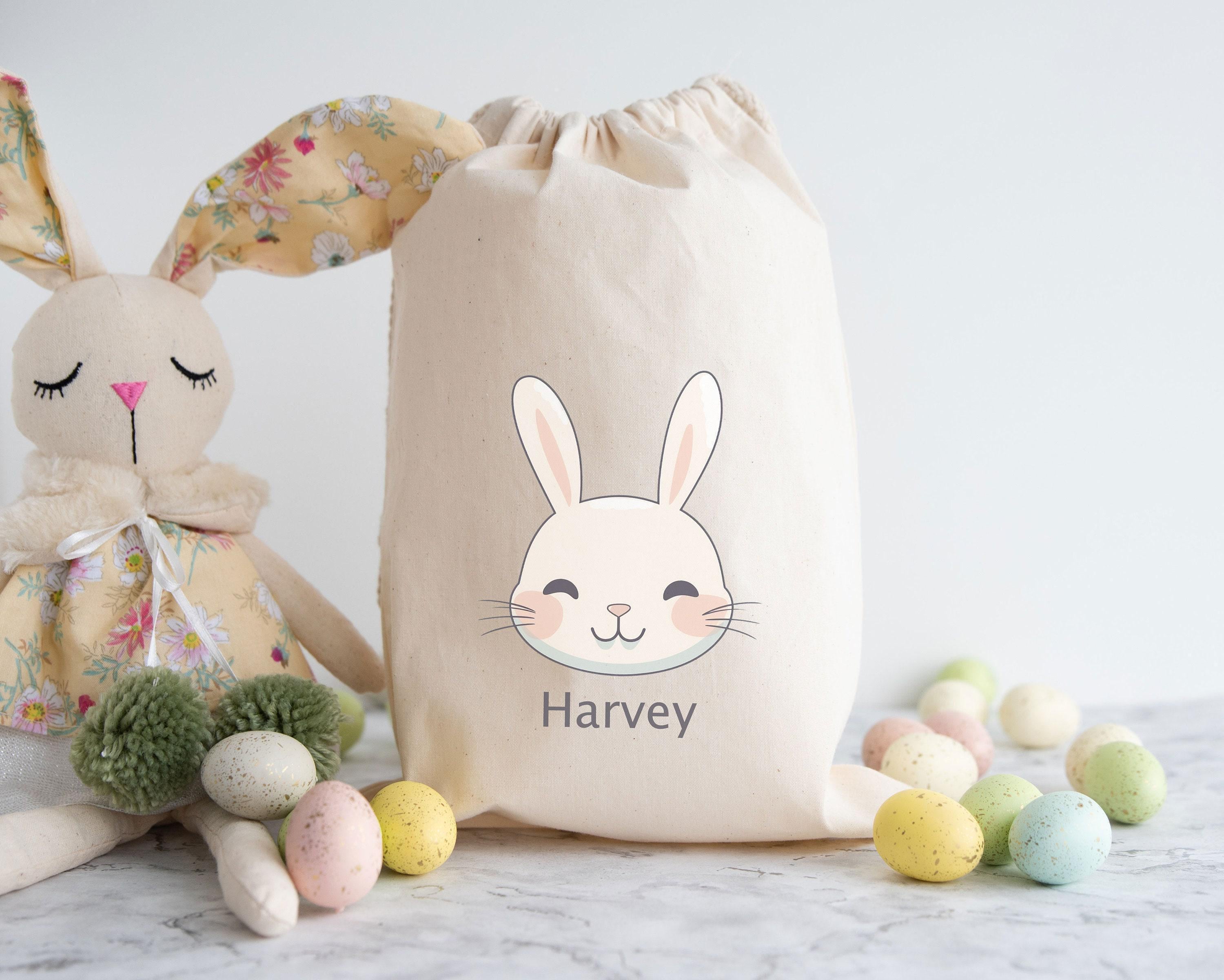 Personalised Cute Easter Bunny Sack, Personalised Easter Bag, Child's Storage Bag, Easter Egg Hunt Gift Bag, Easter Egg Hunt Bags
