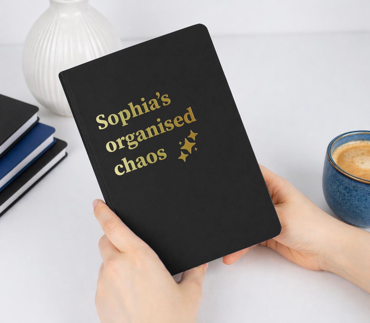 Personalised Notebook, Any Name Organised Chaos Gift, Custom Name A5 Journal Foil Printed