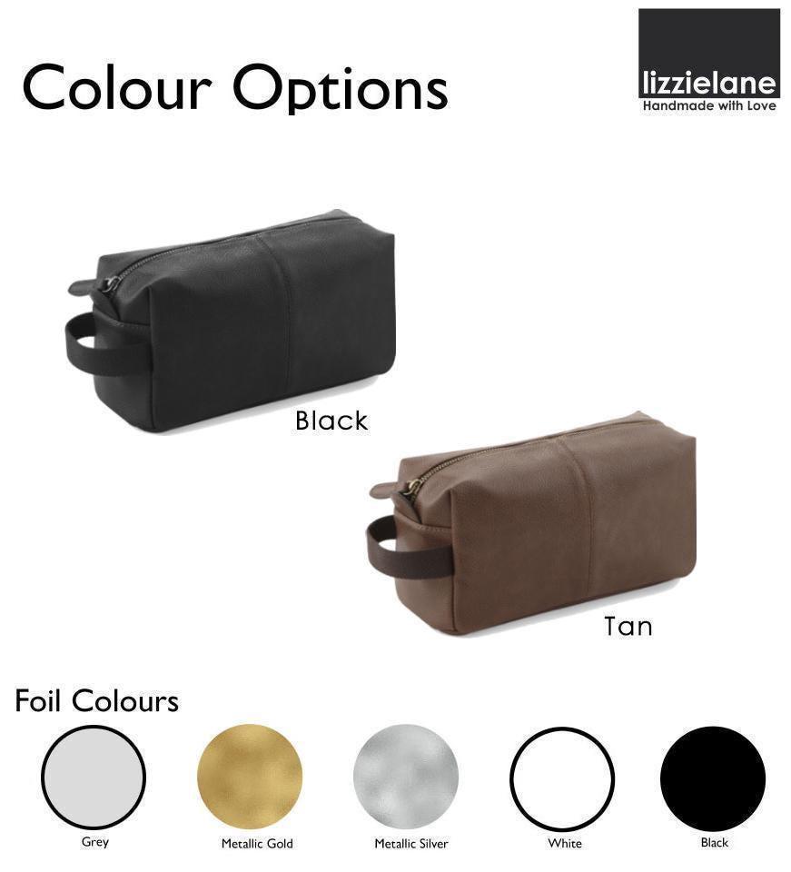 Personalised Mens Vegan Leather Wash Bag with Initials Personalised Mens Vegan Leather Wash Bag with Initials