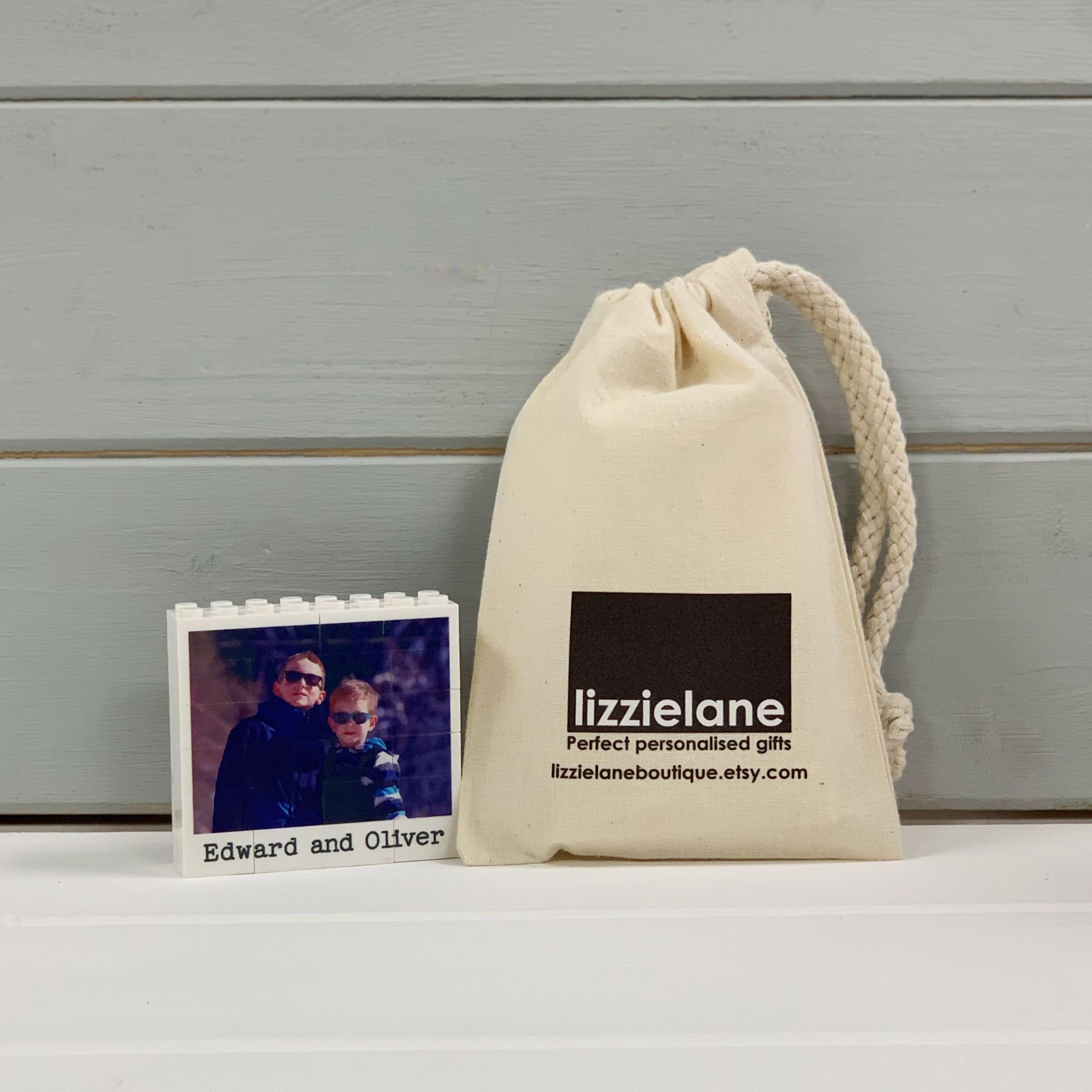 Personalised Building Brick Photo Collage, Custom UV Printed LEGO® Compatible Bricks, Unique Gift with Gift Bag, Building Brick Photo Print
