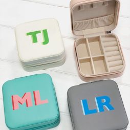 Personalised Travel Jewellery Case with Monogram Initials