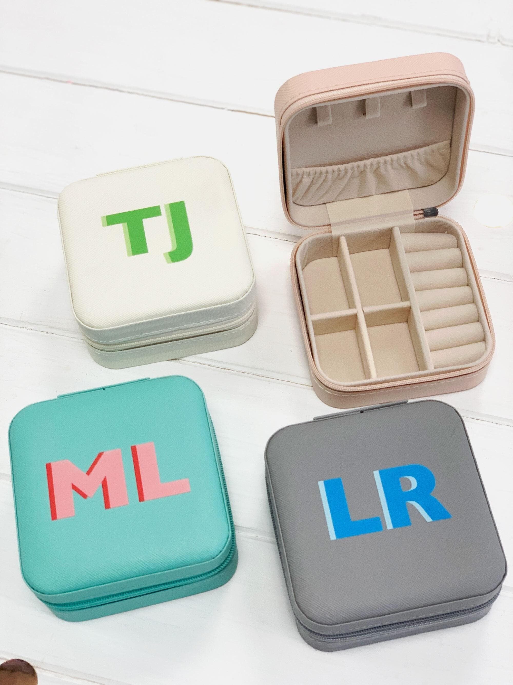 Personalised Travel Jewellery Case with Monogram Initials Personalised Travel Jewellery Case with Monogram Initials