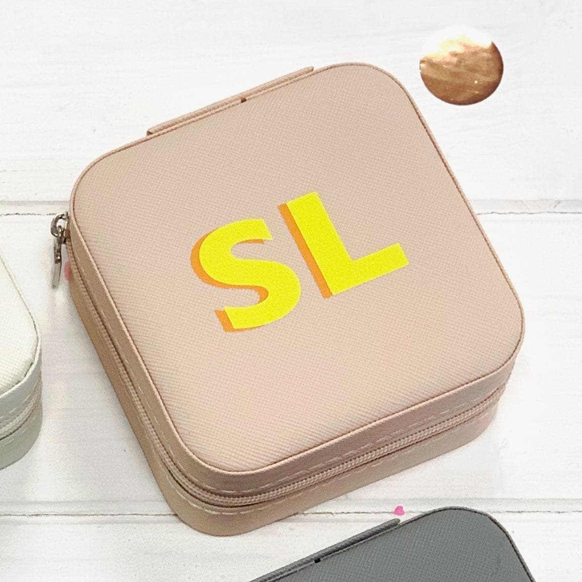 Personalised Travel Jewellery Case with Monogram Initials Personalised Travel Jewellery Case with Monogram Initials