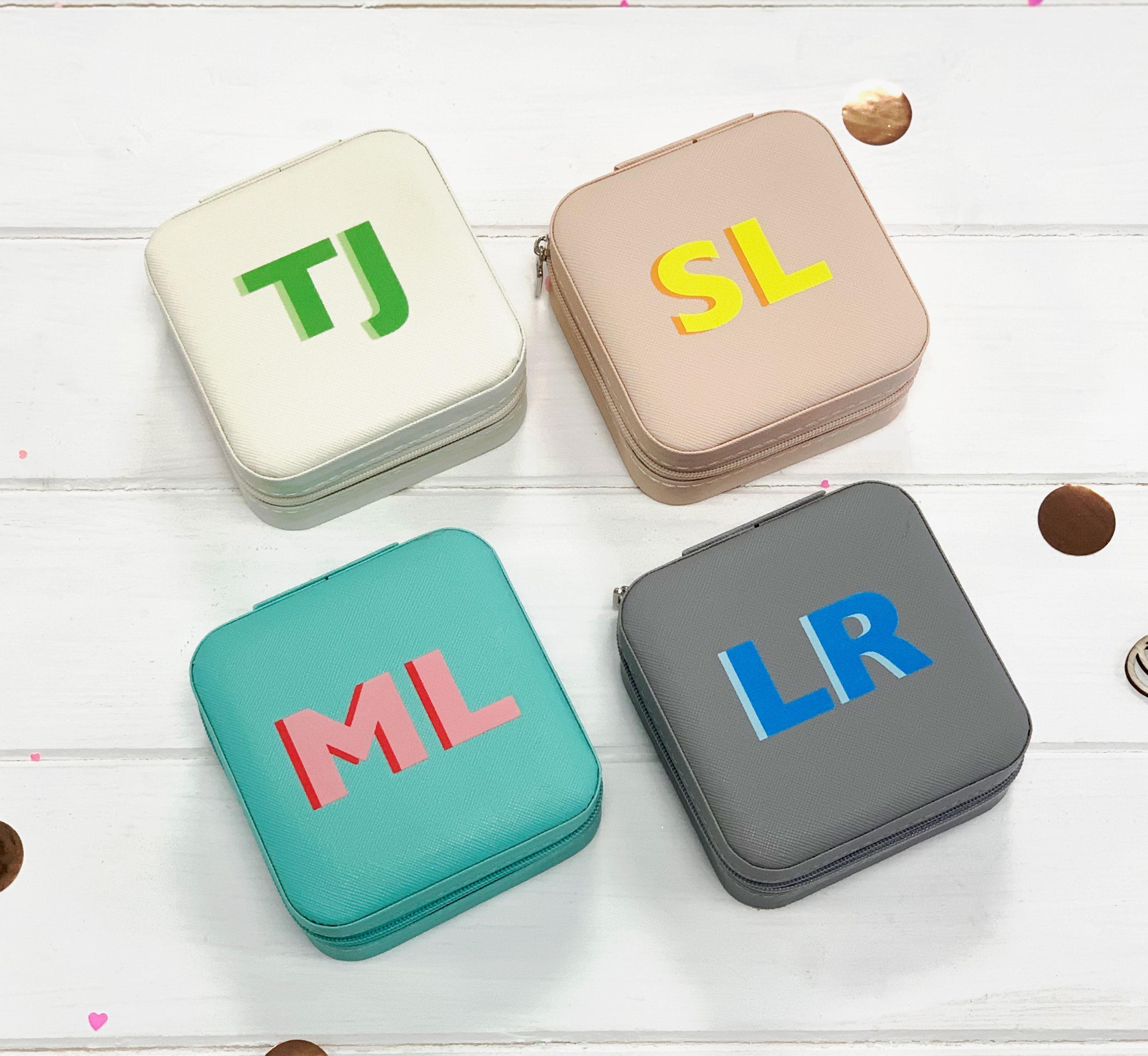 Personalised Travel Jewellery Case with Monogram Initials Personalised Travel Jewellery Case with Monogram Initials