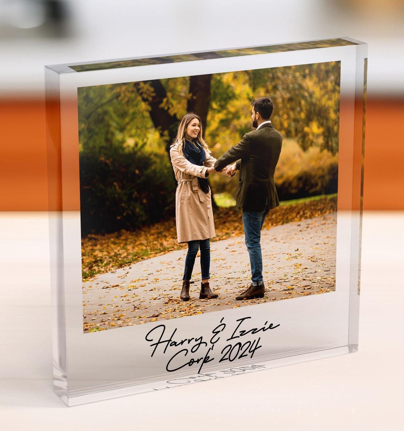 Personalised Engagement Photo Block with Names and Date Personalised Engagement Photo Block with Names and Date