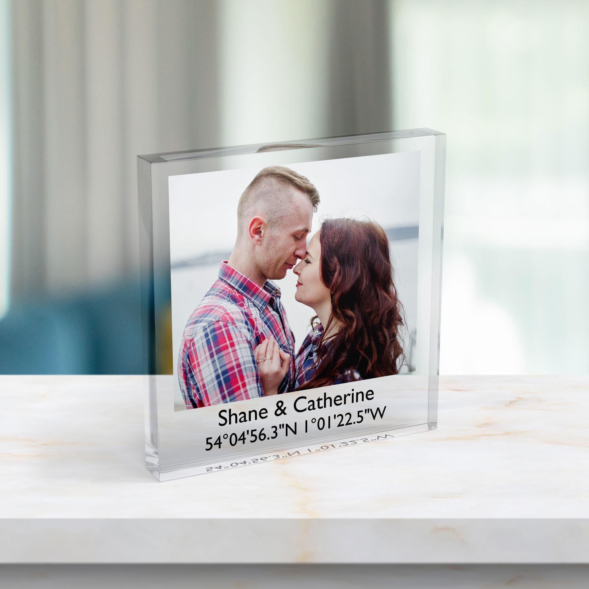 Personalised Engagement Photo Block with Names and Date Personalised Engagement Photo Block with Names and Date