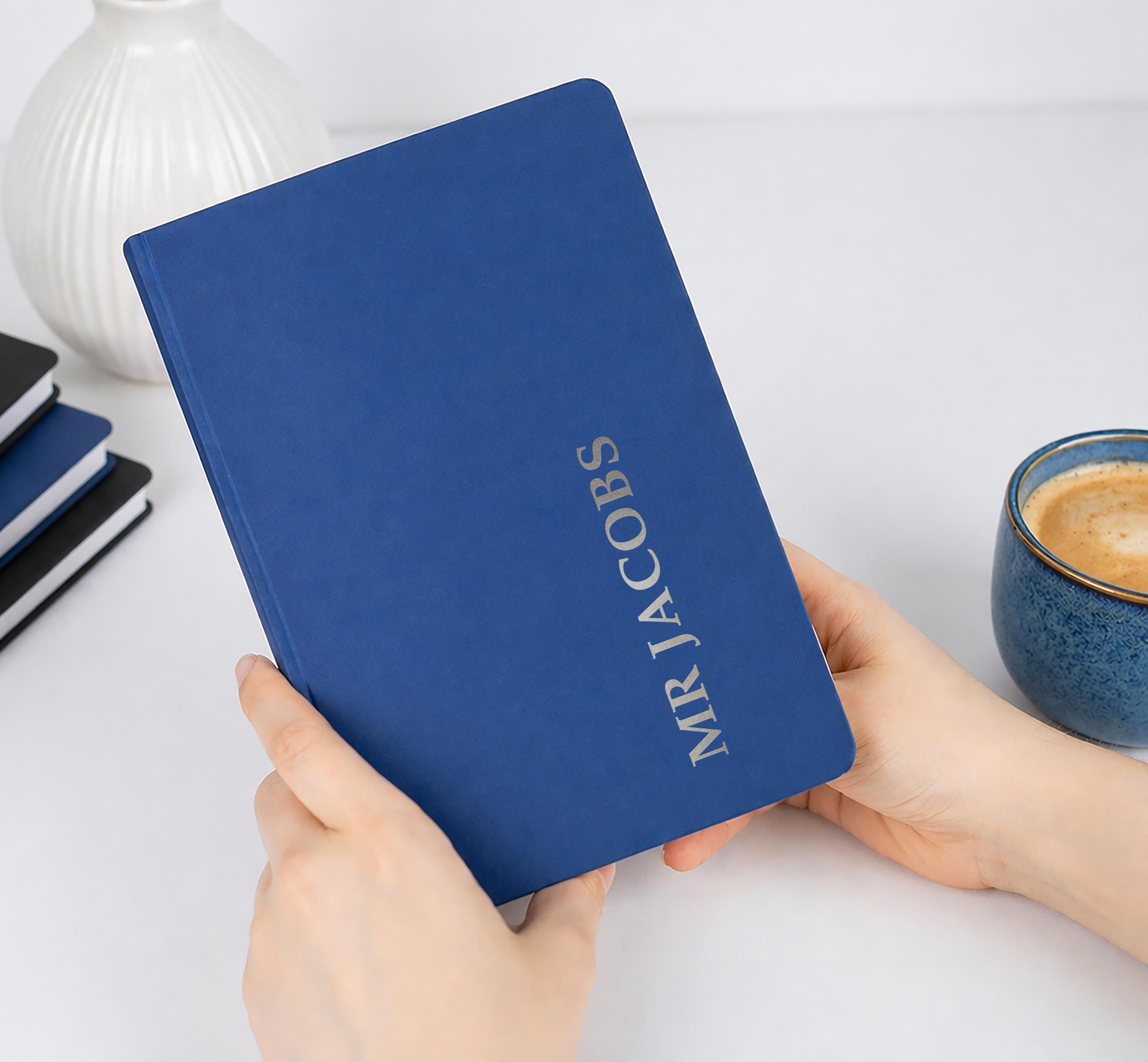 Personalised A5 Notebook, Custom Name Foil Journal, Minimalist Notebook Gift for Her / Him