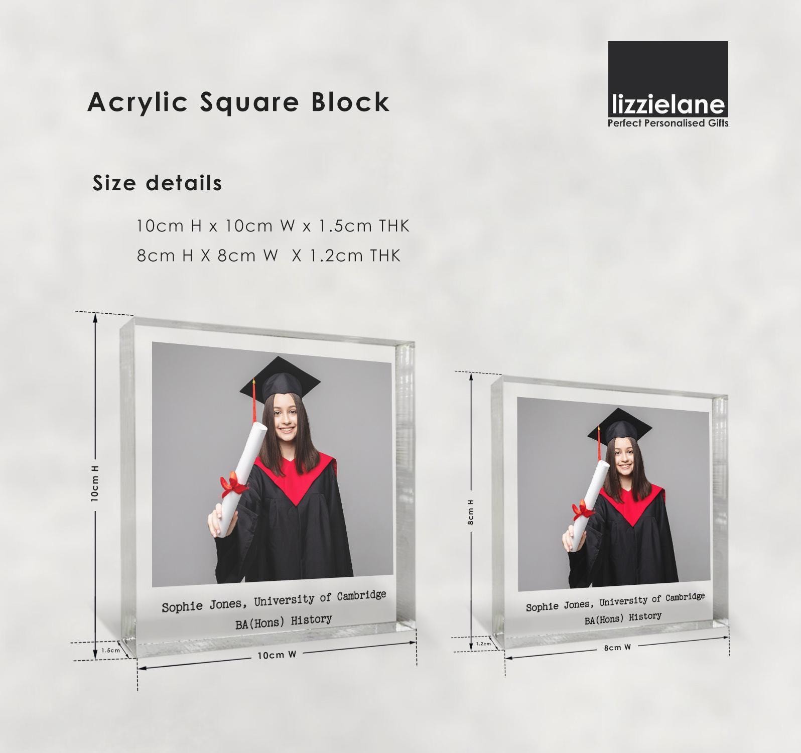Personalised Graduation Photo Block with Custom Message Personalised Graduation Photo Block with Custom Message