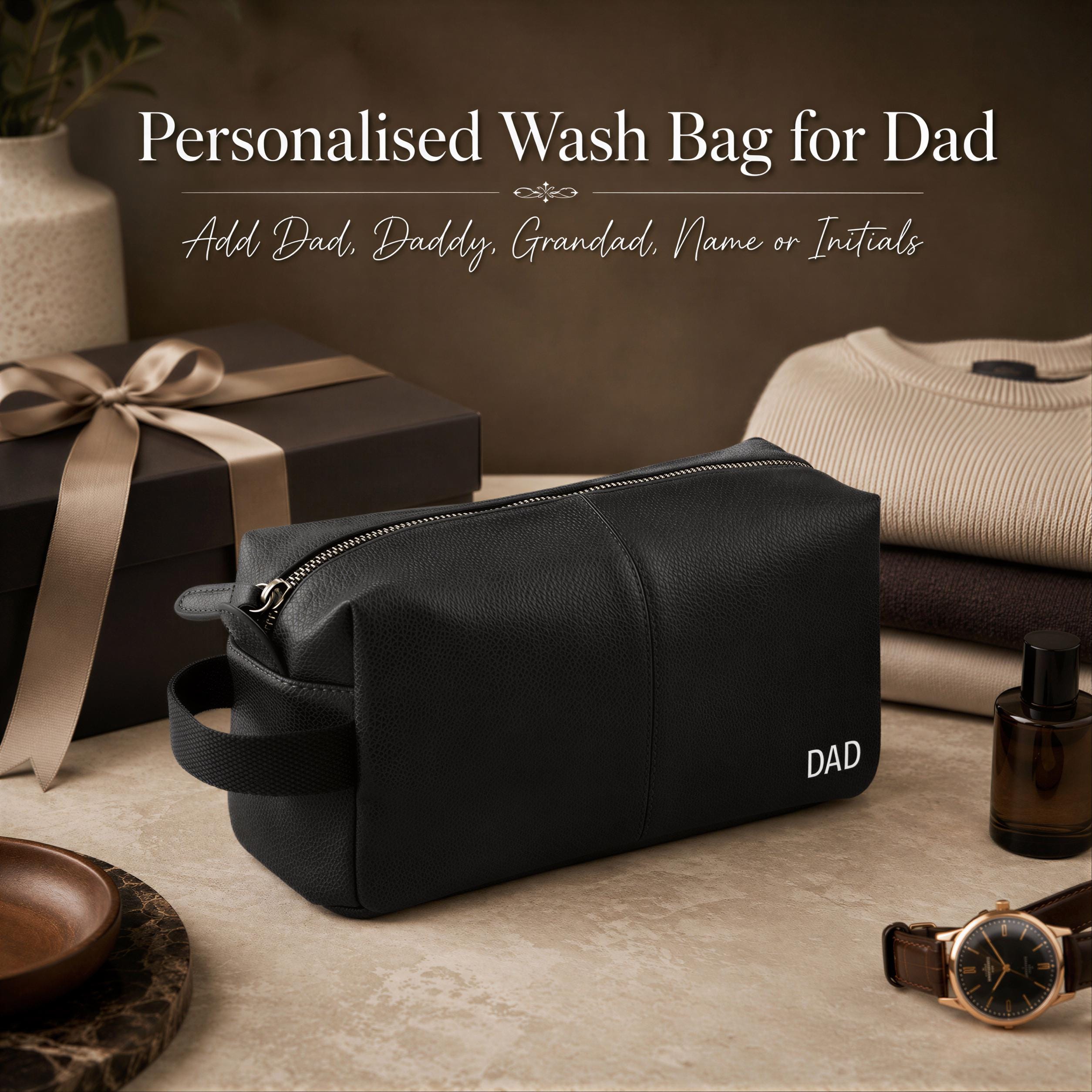 Personalised Wash Bag for Dad with Initials or Name Personalised Wash Bag for Dad with Initials or Name