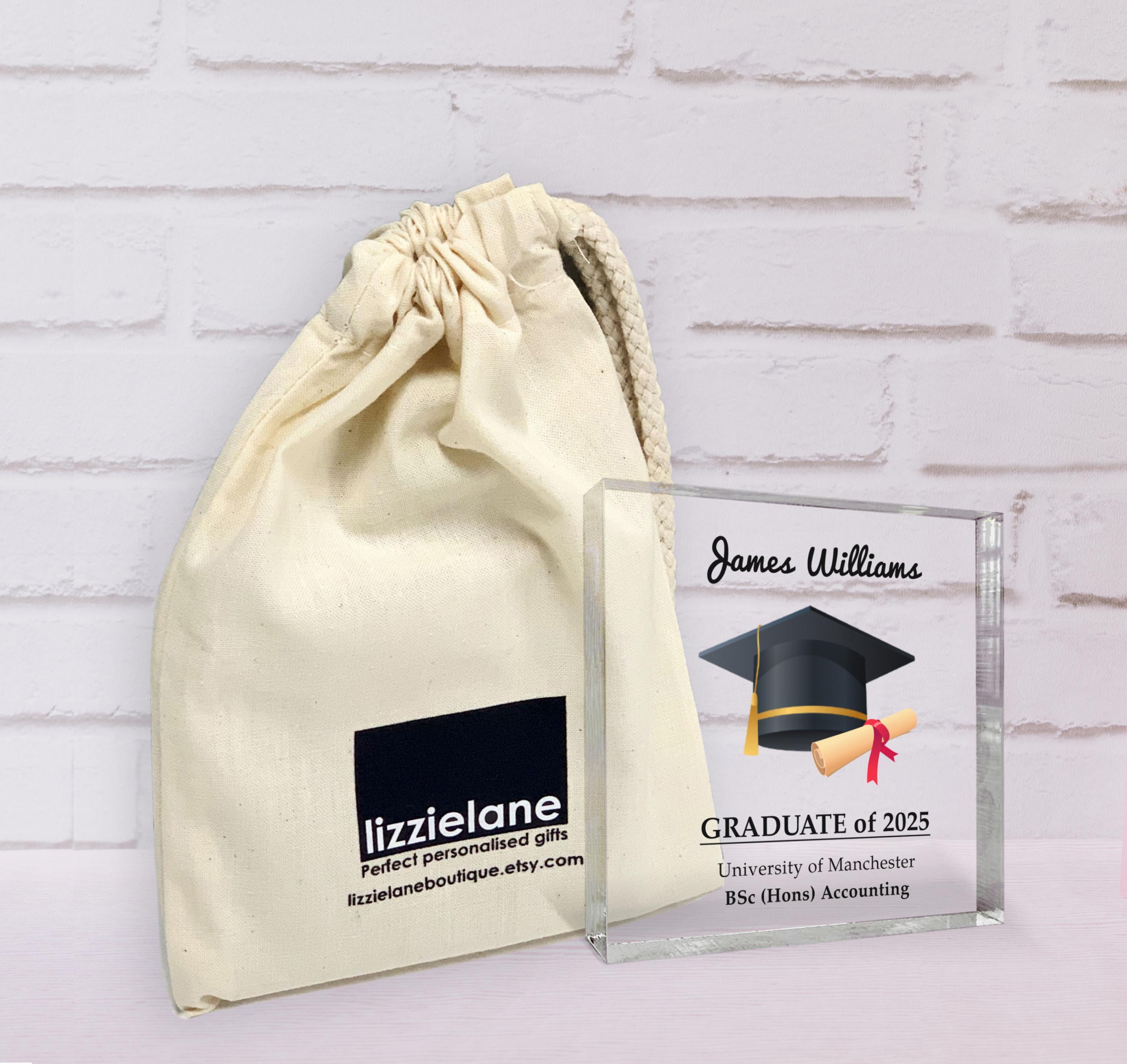Personalised Graduation Acrylic Block with Name and Message Personalised Graduation Acrylic Block with Name and Message