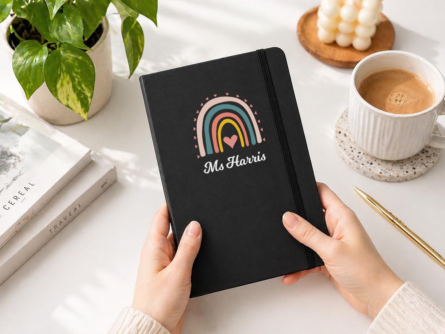 Personalised Teacher Rainbow Notebook in A5 Personalised Teacher Rainbow Notebook in A5