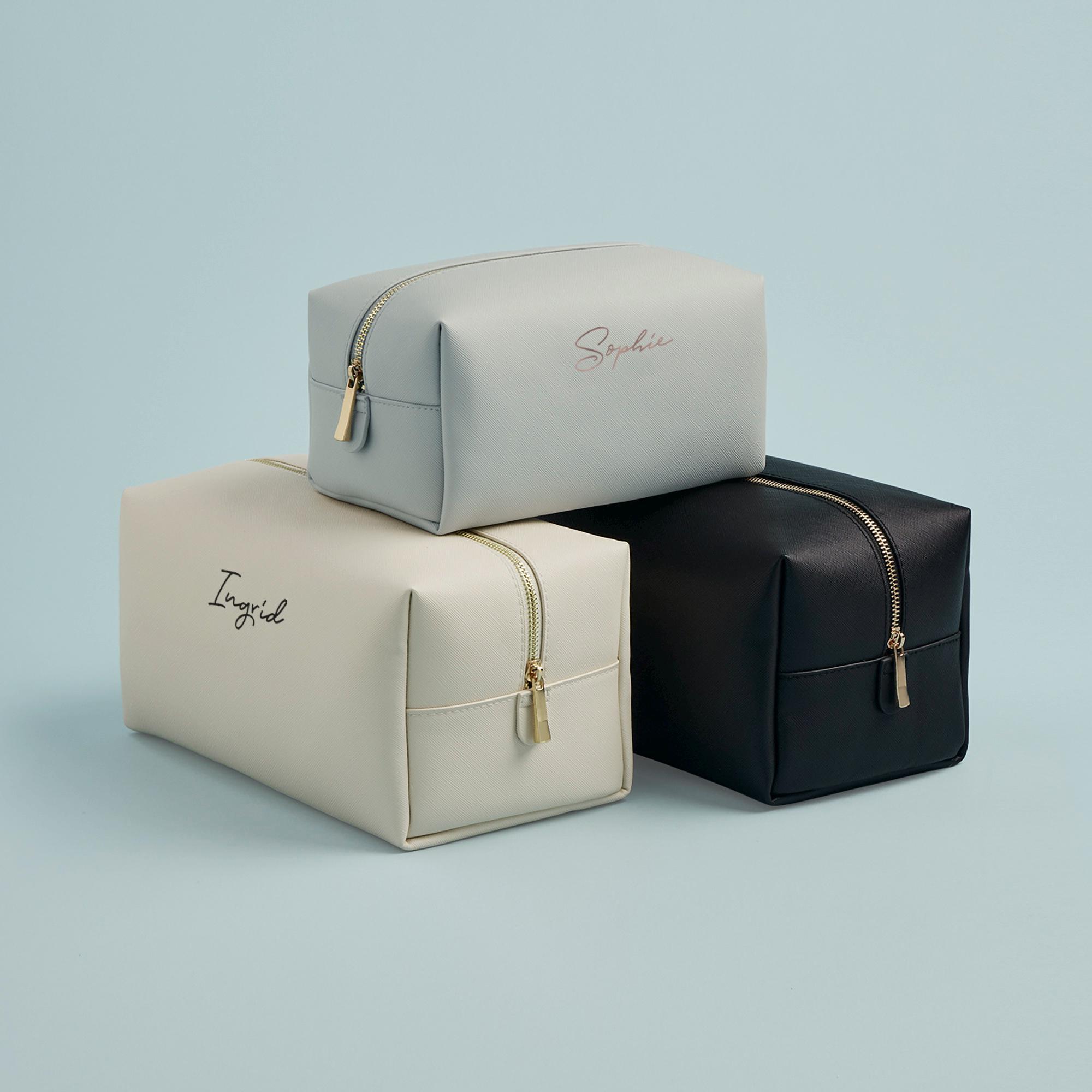 Personalised Vegan Leather Toiletry Bag with Name Personalised Vegan Leather Toiletry Bag with Name