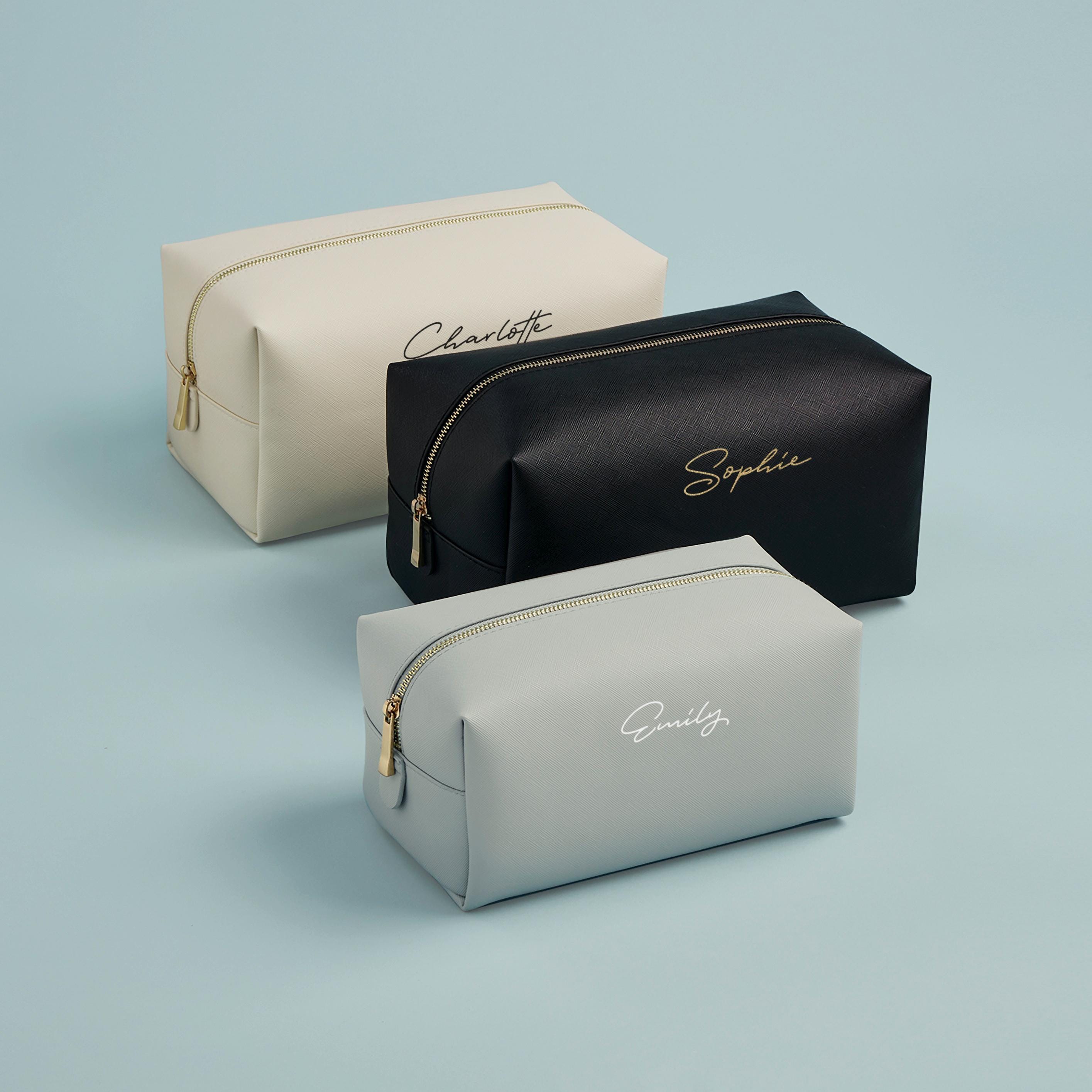 Personalised Vegan Leather Toiletry Bag with Name Personalised Vegan Leather Toiletry Bag with Name