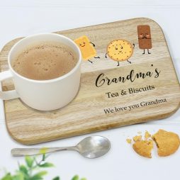 Personalised Wooden Tea and Biscuits Tray with Name and Message Personalised Wooden Tea and Biscuits Tray with Name and Message