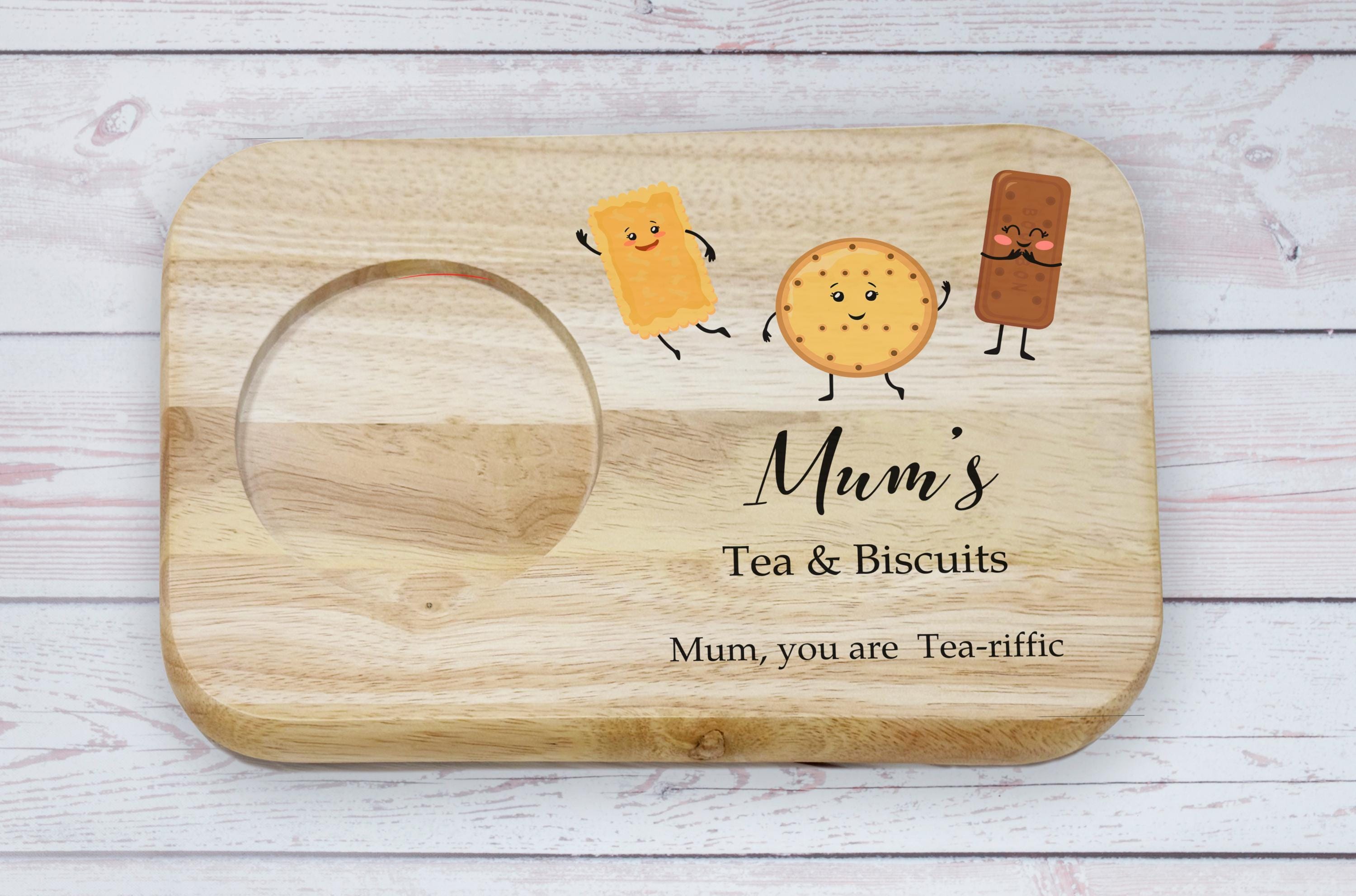 Personalised Wooden Tea and Biscuits Tray with Name and Message Personalised Wooden Tea and Biscuits Tray with Name and Message