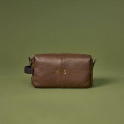 Personalised Mens Vegan Leather Wash Bag with Initials Personalised Mens Vegan Leather Wash Bag with Initials