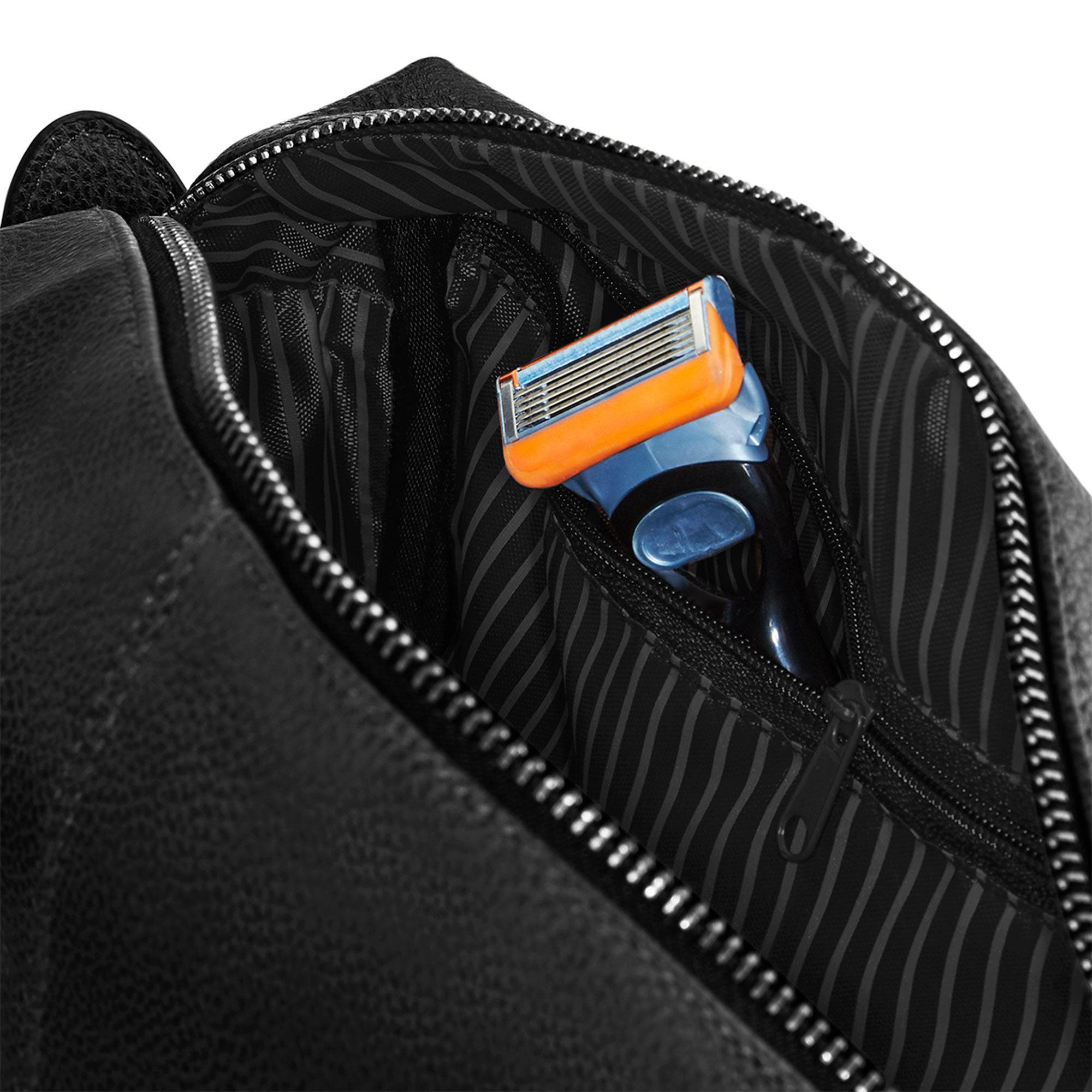 Personalised Mens Vegan Leather Wash Bag with Initials Personalised Mens Vegan Leather Wash Bag with Initials