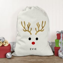Personalised Reindeer Christmas Sack with Name Personalised Reindeer Christmas Sack with Name