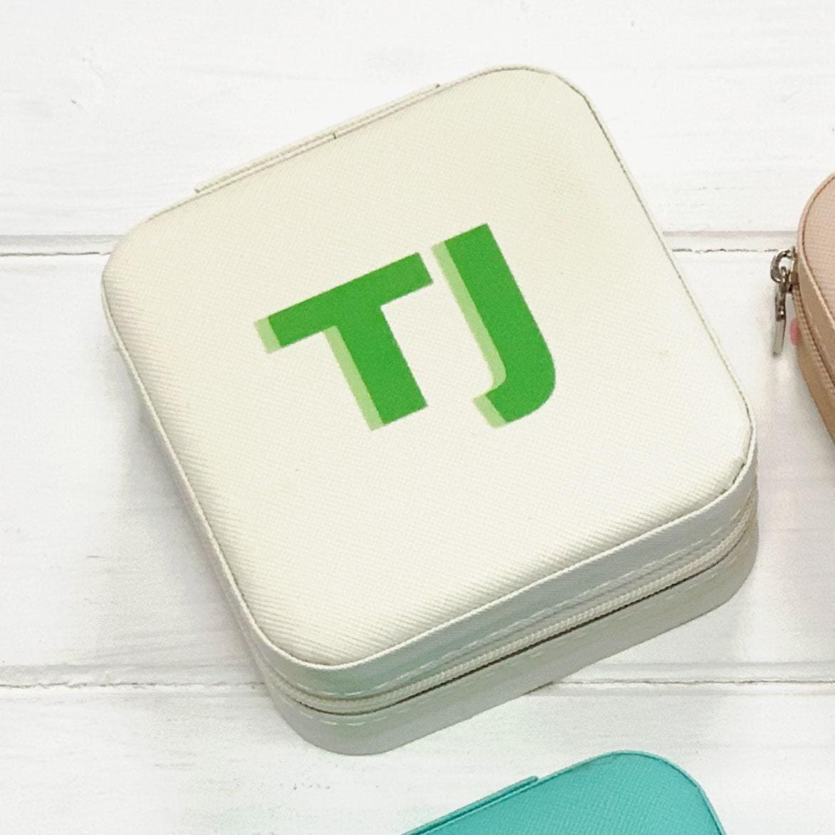 Personalised Travel Jewellery Case with Monogram Initials Personalised Travel Jewellery Case with Monogram Initials