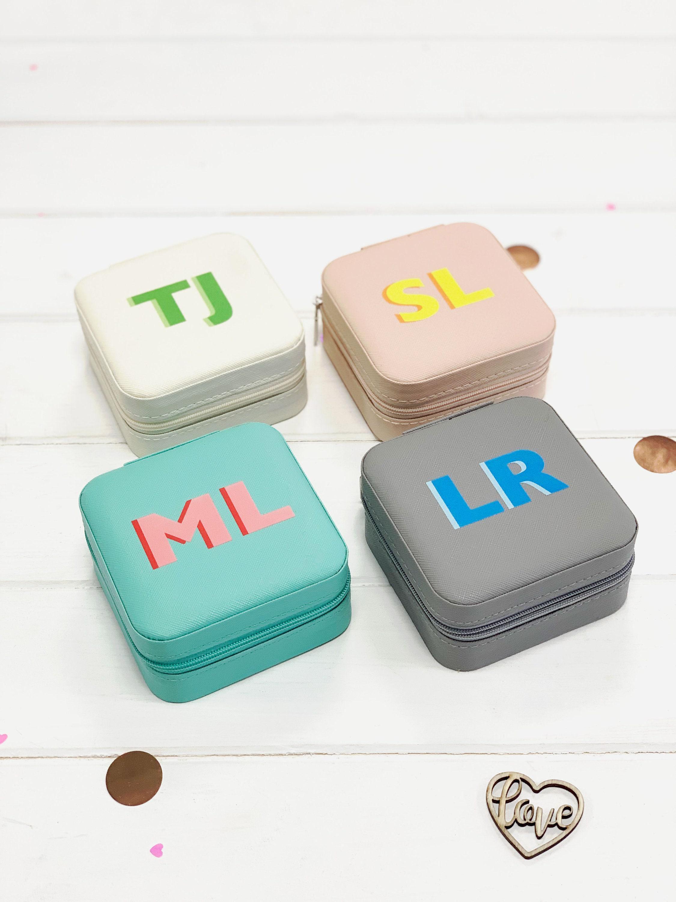 Personalised Travel Jewellery Case with Monogram Initials Personalised Travel Jewellery Case with Monogram Initials