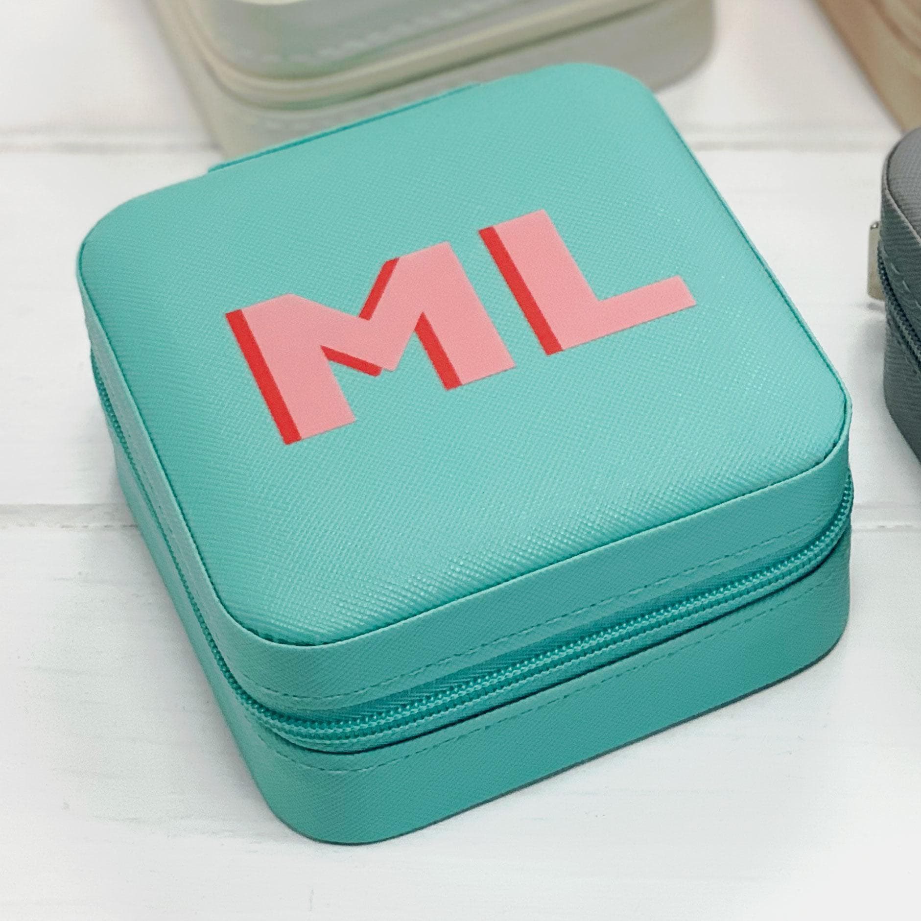 Personalised Travel Jewellery Case with Monogram Initials Personalised Travel Jewellery Case with Monogram Initials