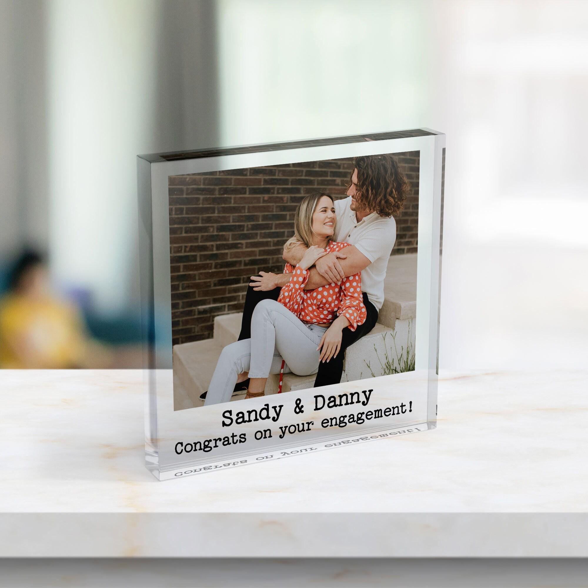 Personalised Engagement Photo Block with Names and Date Personalised Engagement Photo Block with Names and Date