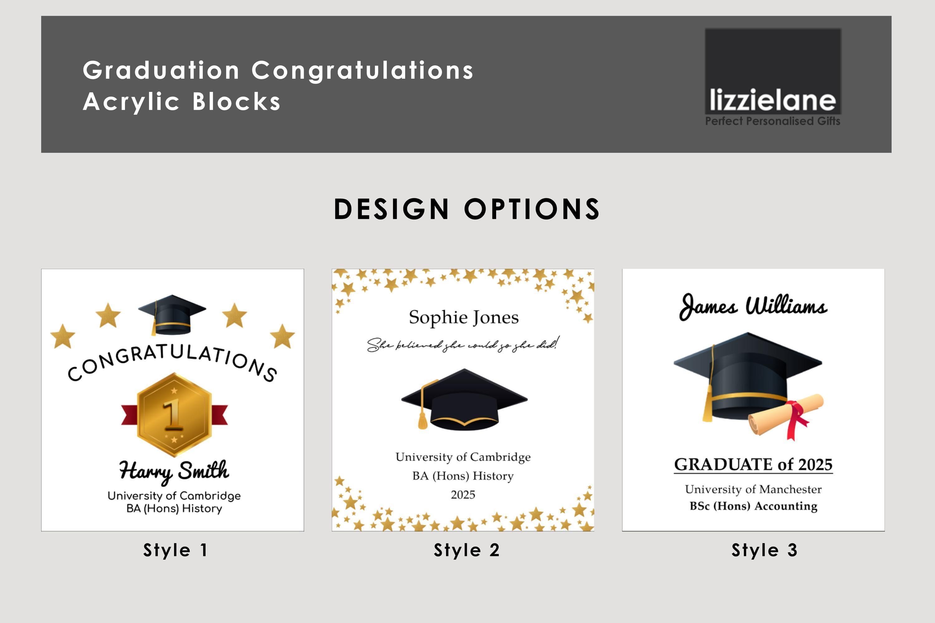 Personalised Graduation Acrylic Block with Name and Message Personalised Graduation Acrylic Block with Name and Message