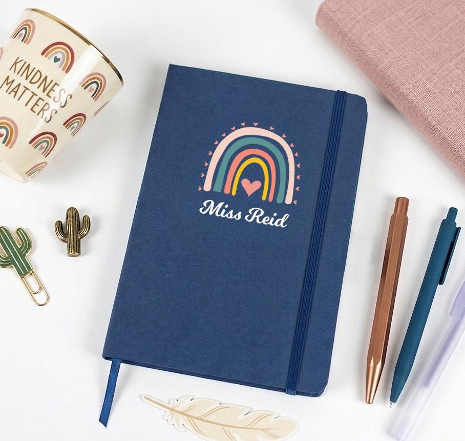 Personalised Teacher Rainbow Notebook in A5 Personalised Teacher Rainbow Notebook in A5