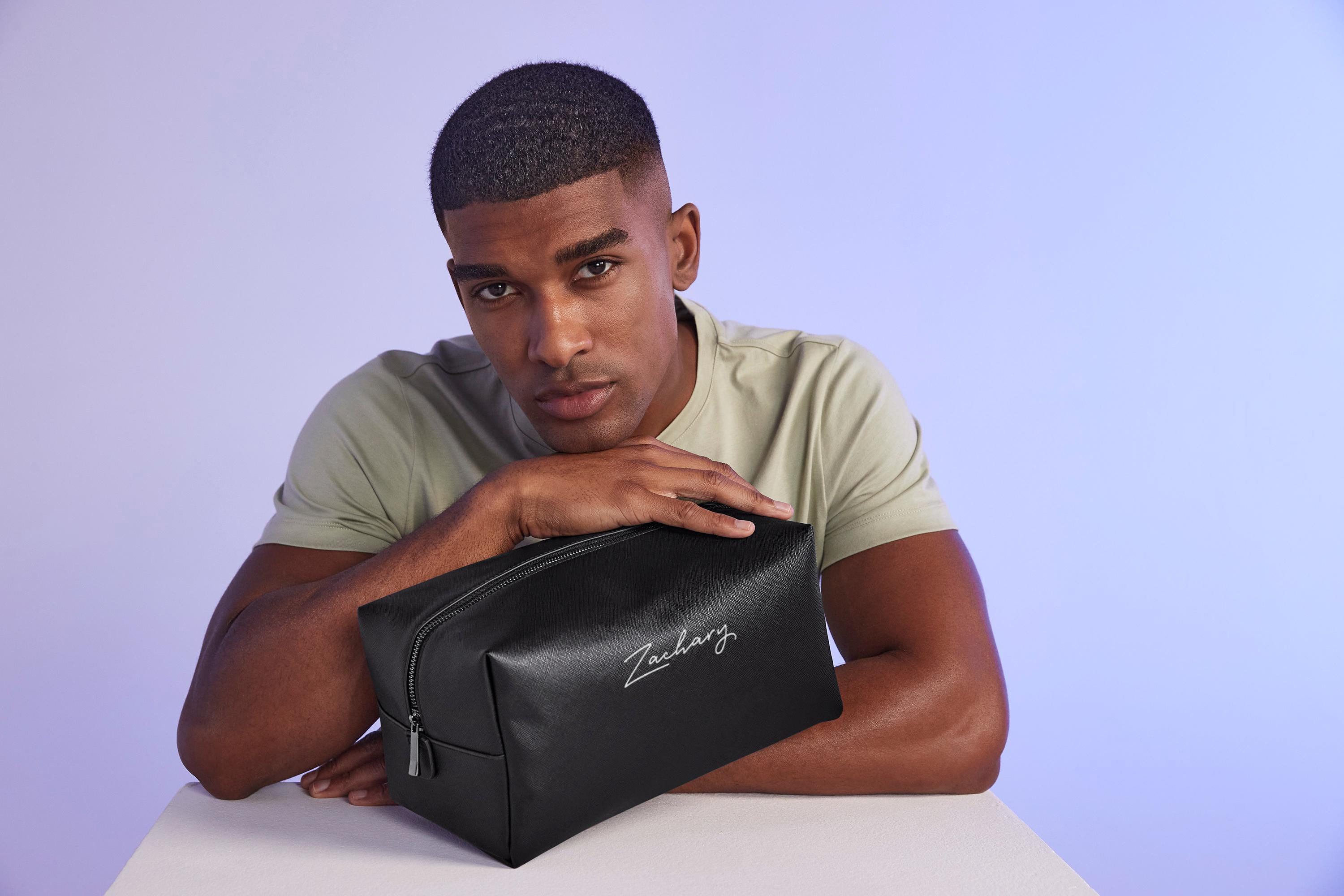 Personalised Vegan Leather Toiletry Bag with Name Personalised Vegan Leather Toiletry Bag with Name