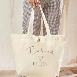 Personalised Bridesmaid Canvas Tote Bag with Name and Role Personalised Bridesmaid Canvas Tote Bag with Name and Role