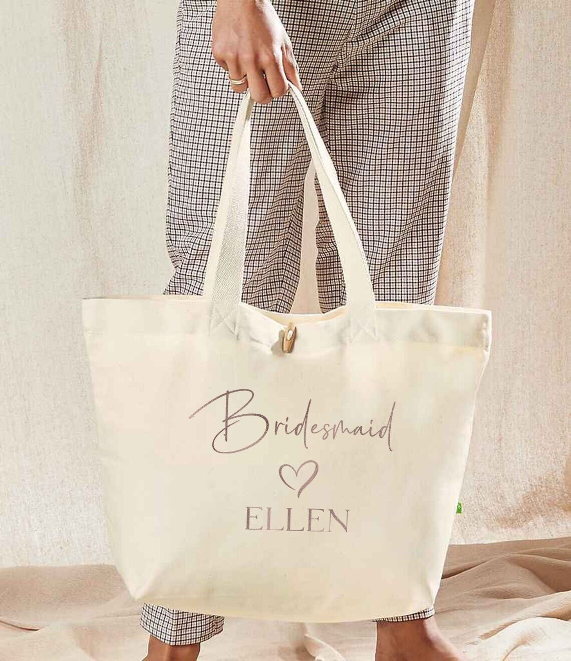 Personalised Bridesmaid Canvas Tote Bag with Name and Role Personalised Bridesmaid Canvas Tote Bag with Name and Role
