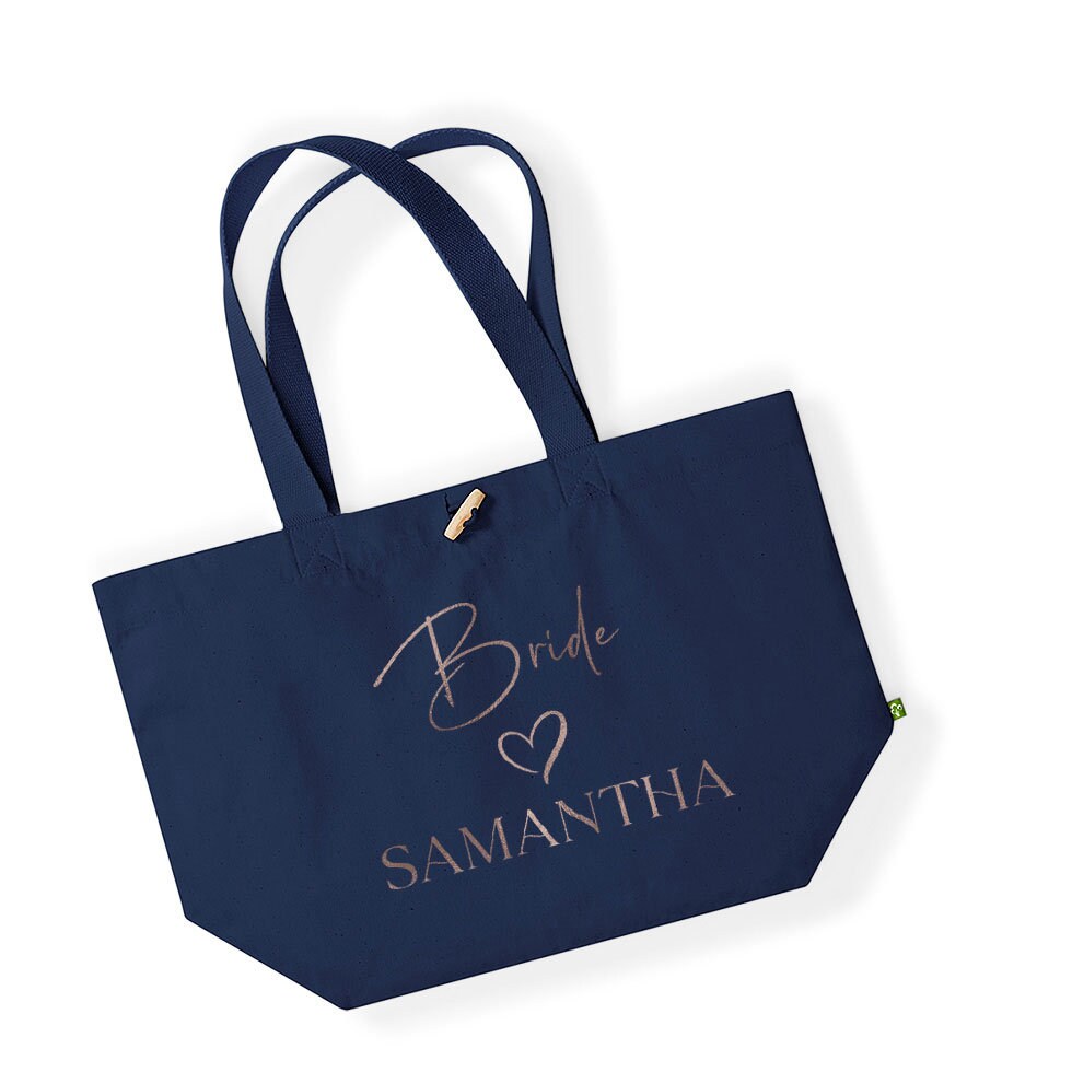 Personalised Bridesmaid Canvas Tote Bag with Name and Role Personalised Bridesmaid Canvas Tote Bag with Name and Role