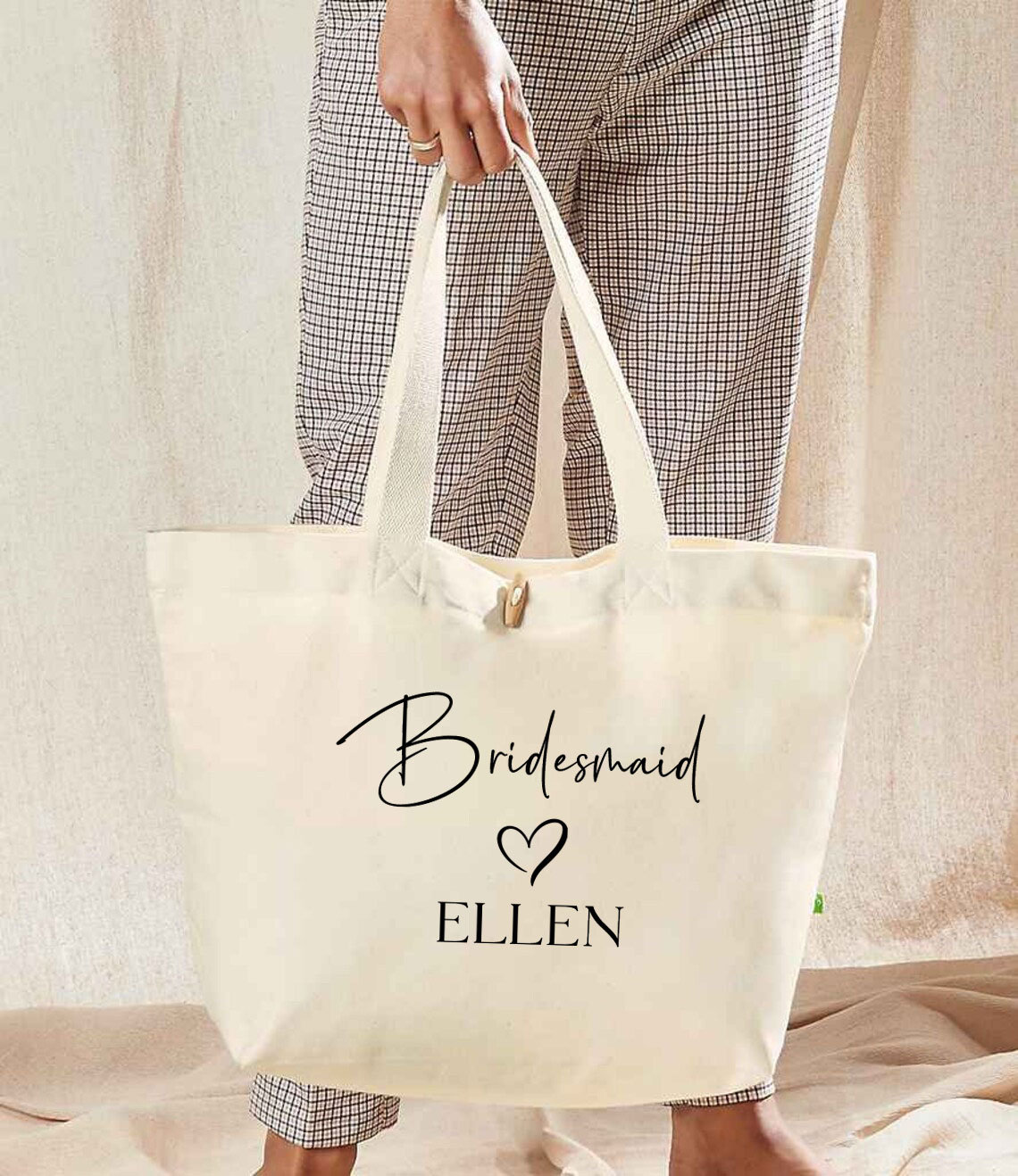 Personalised Bridesmaid Canvas Tote Bag with Name and Role Personalised Bridesmaid Canvas Tote Bag with Name and Role