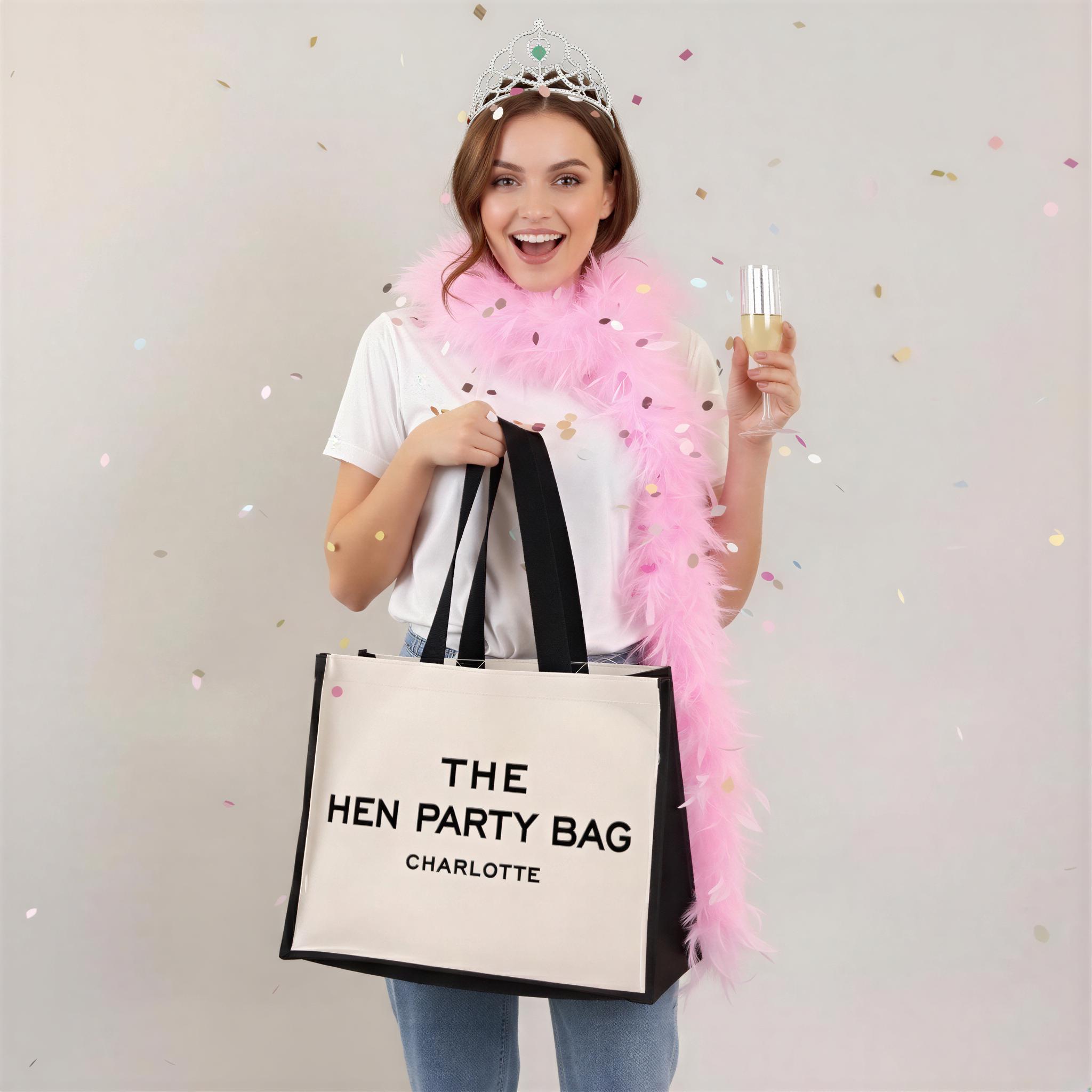 Personalised The Hen Party Tote Bag, Bachelorette Bride Squad Hen Do Gift Bags, Unique Wedding Party