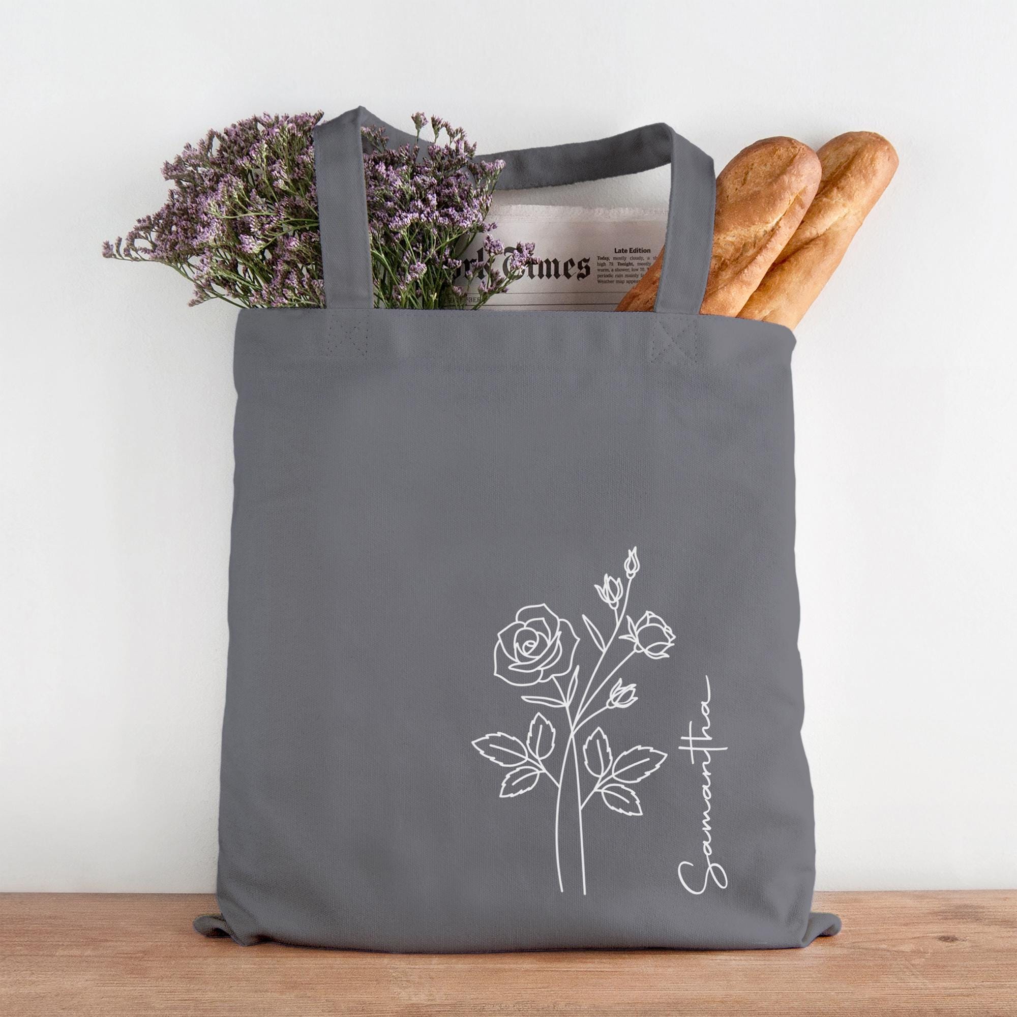 Personalised Birth Flower Tote Bag, Cotton Shopping Bag, Birthday Gift for Her, Custom Floral Tote Bag, Birthday Present for Women Personalised Birth Flower Tote Bag, Cotton Shopping Bag, Birthday Gift for Her, Custom Floral Tote Bag, Birthday Present for Women