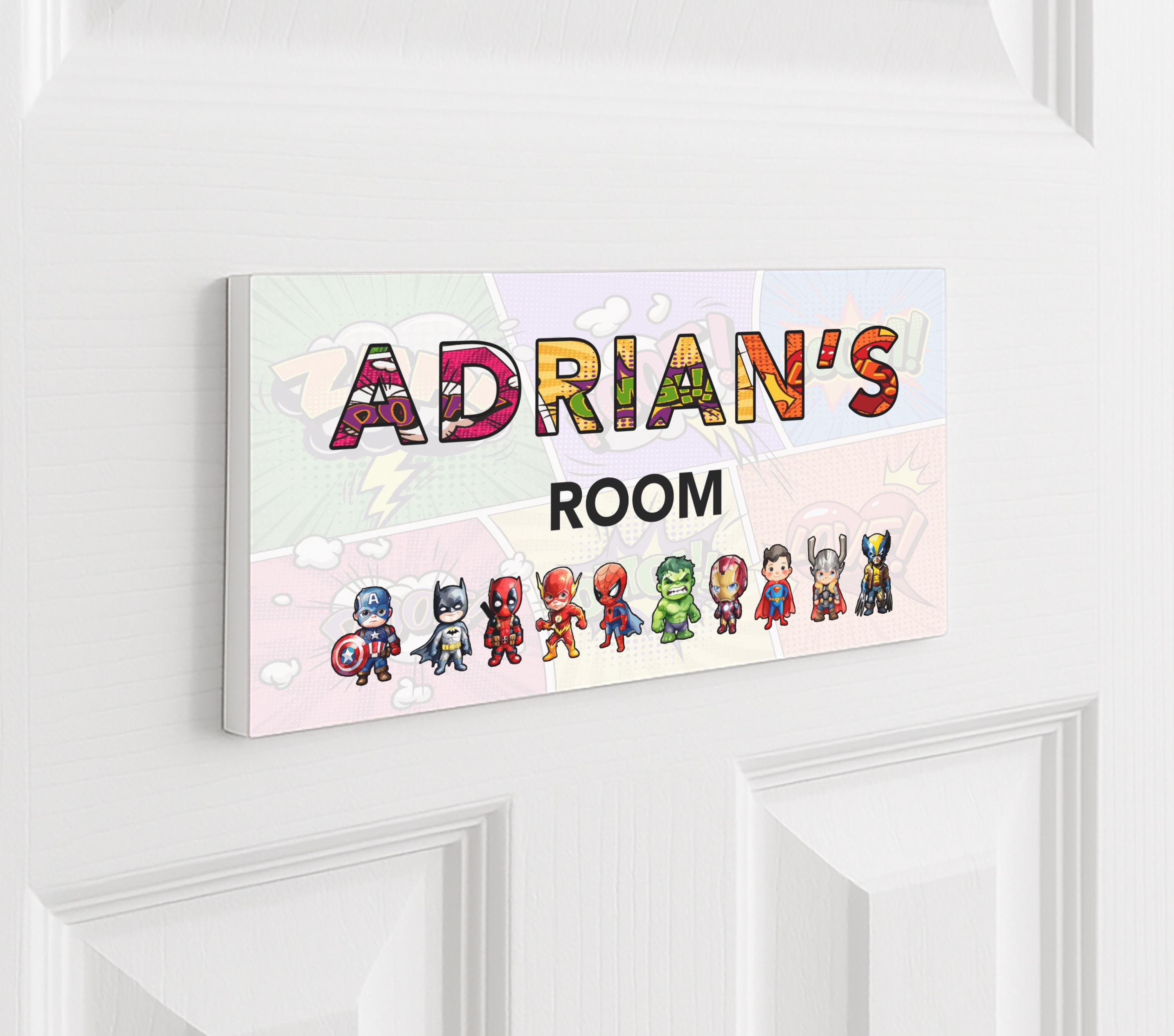 il_fullxfull.8521738246_9vzh Personalised Superhero Door Sign, Kids Bedroom Name Plaque, Nursery Door Sign Gift