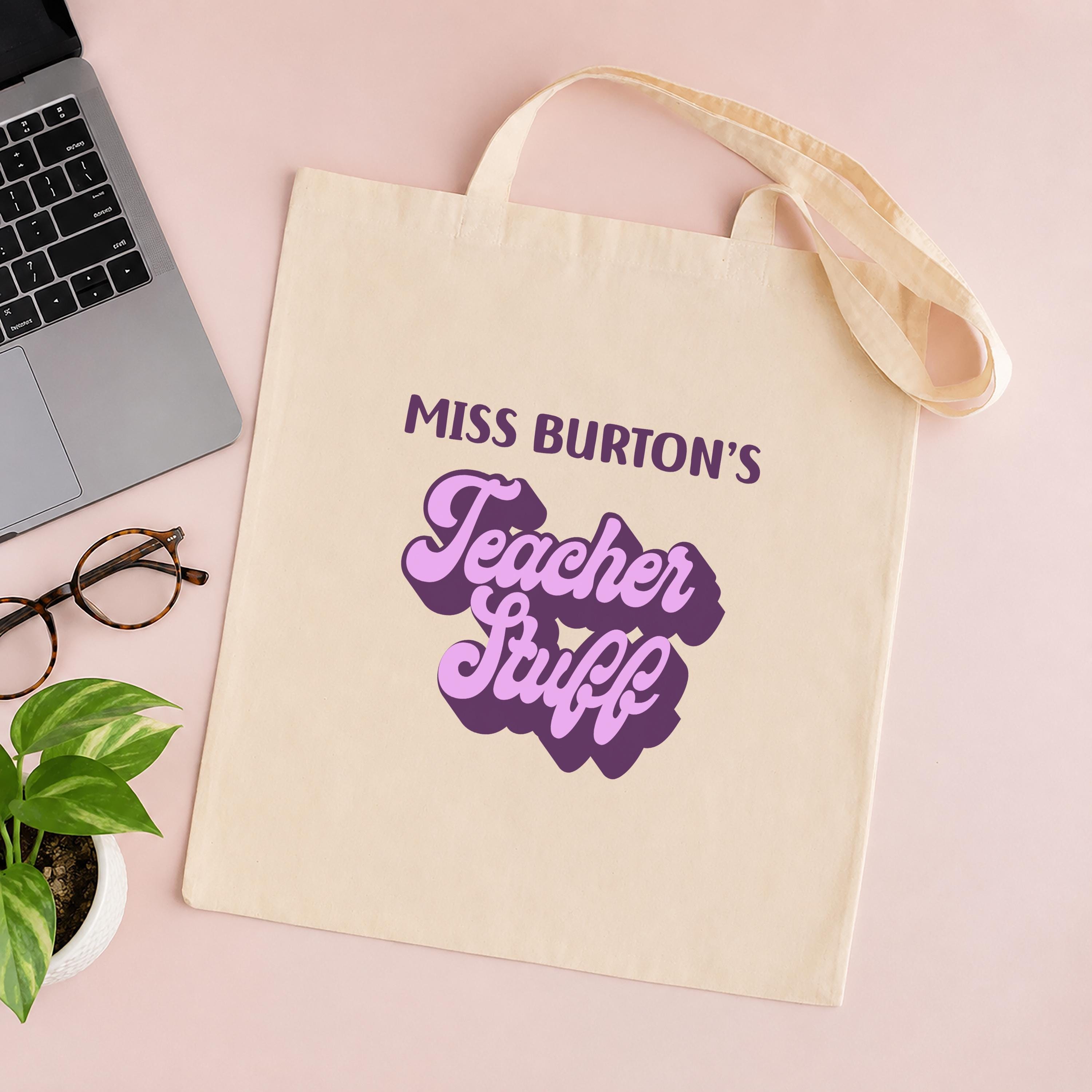 Personalised Retro Teacher Tote Bag with Name Personalised Retro Teacher Tote Bag with Name