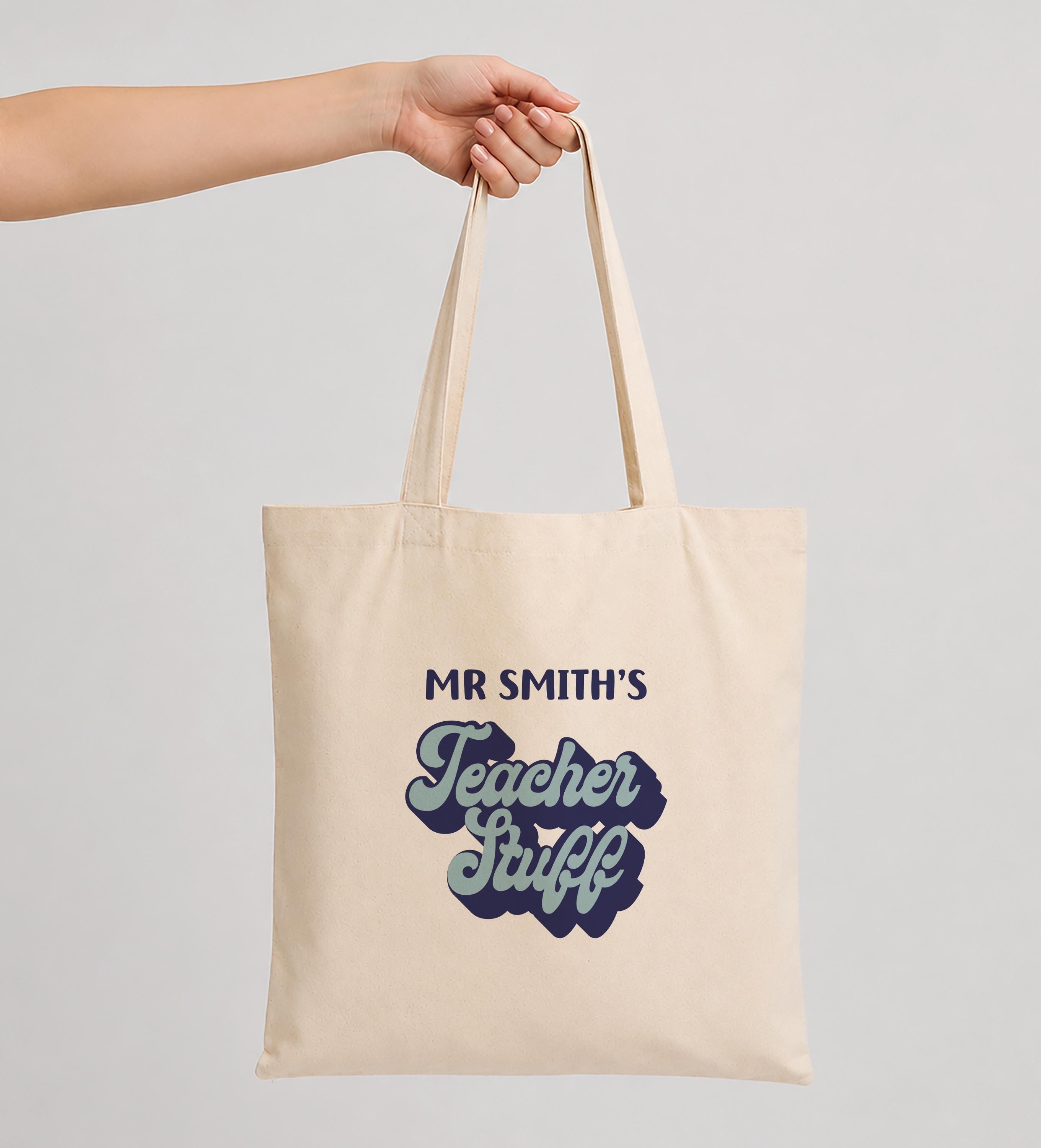 Personalised Retro Teacher Tote Bag with Name Personalised Retro Teacher Tote Bag with Name