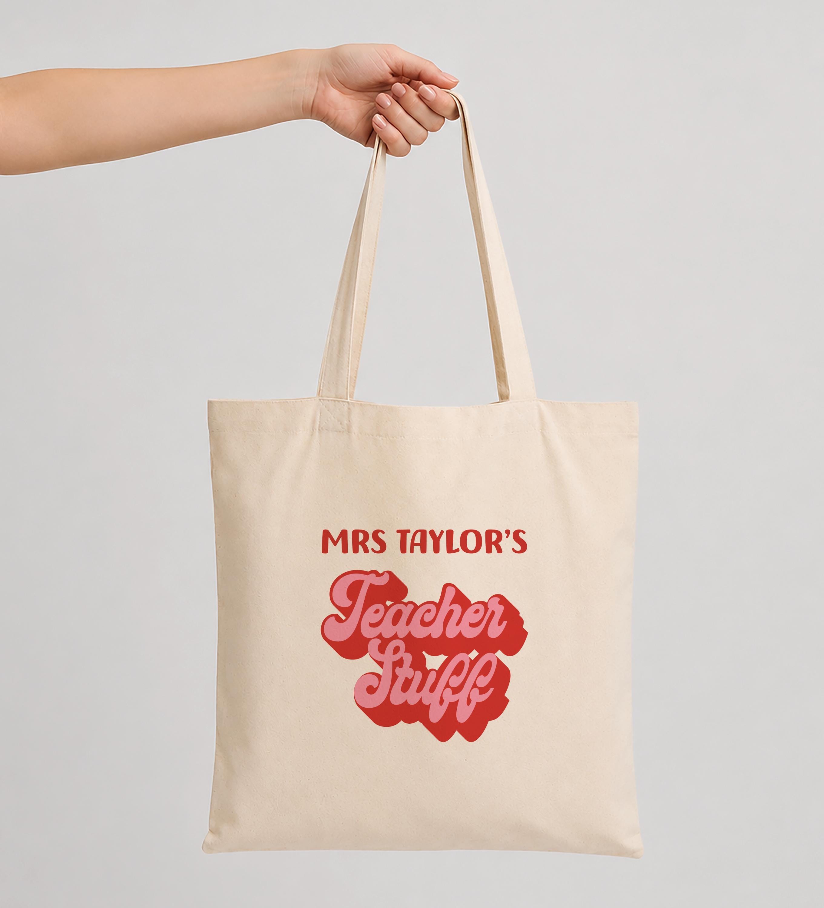 Personalised Retro Teacher Tote Bag with Name Personalised Retro Teacher Tote Bag with Name