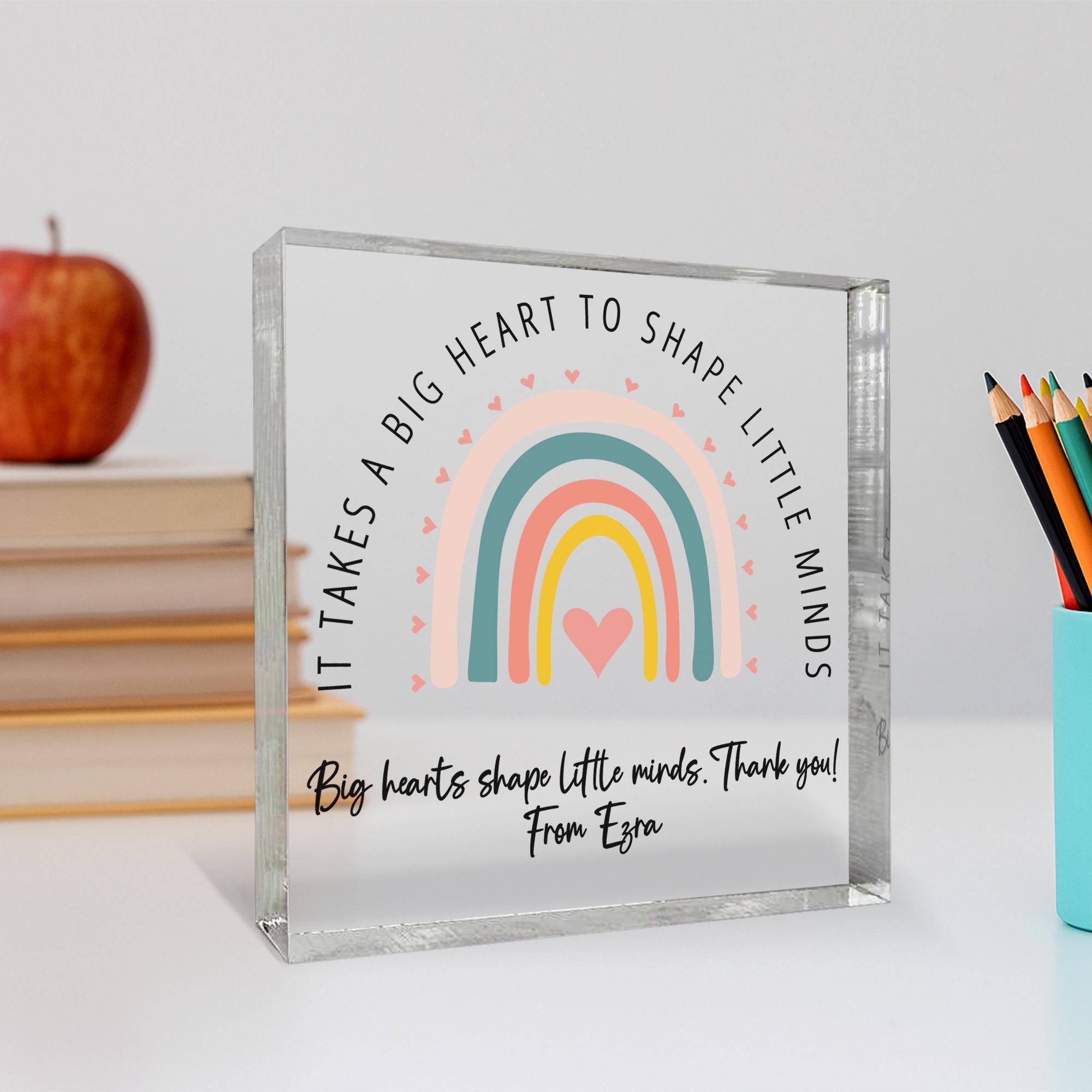 Personalised Teacher Acrylic Block with Rainbow Design Personalised Teacher Acrylic Block with Rainbow Design